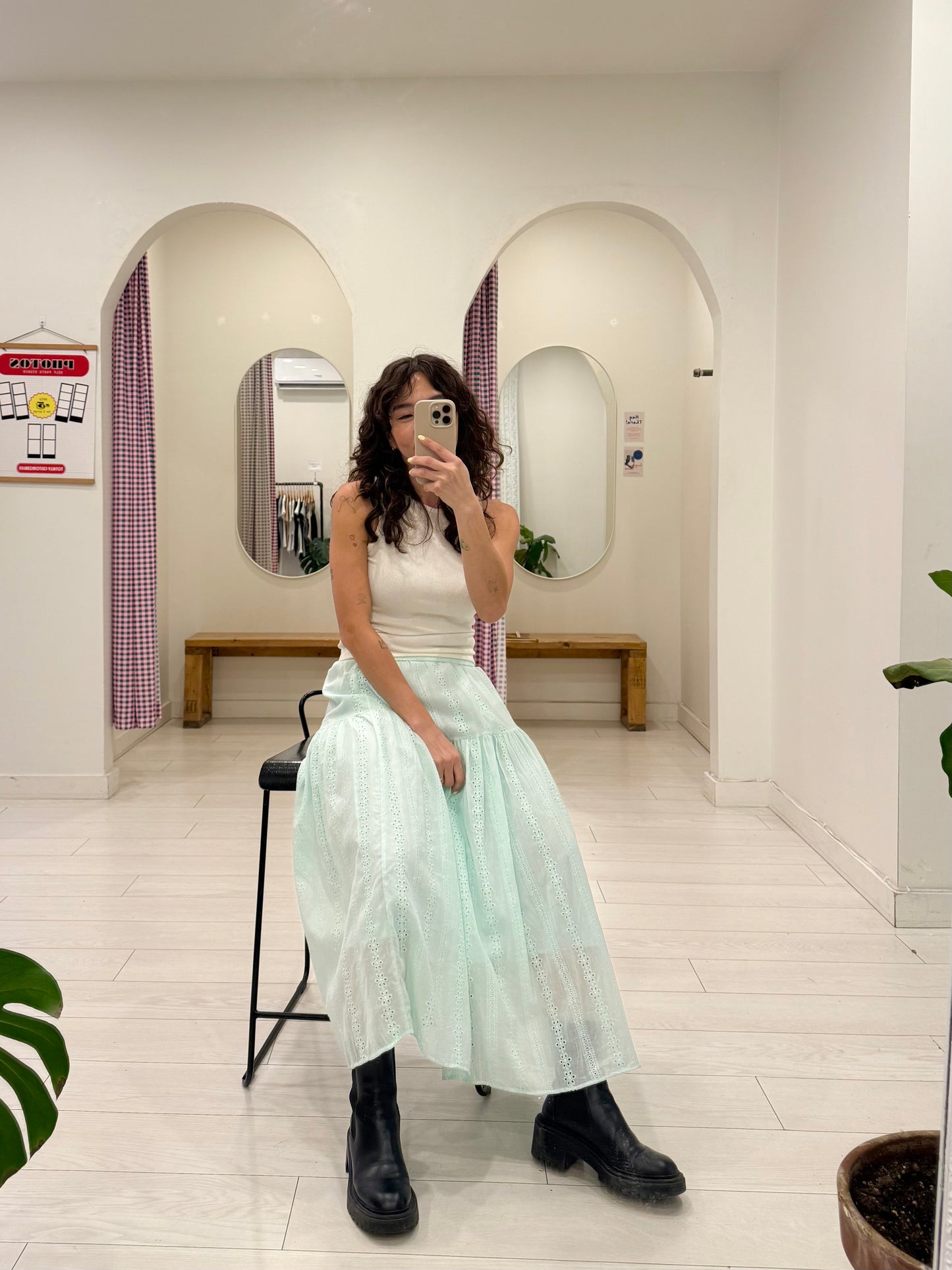 SERENE Eyelet maxi skirt