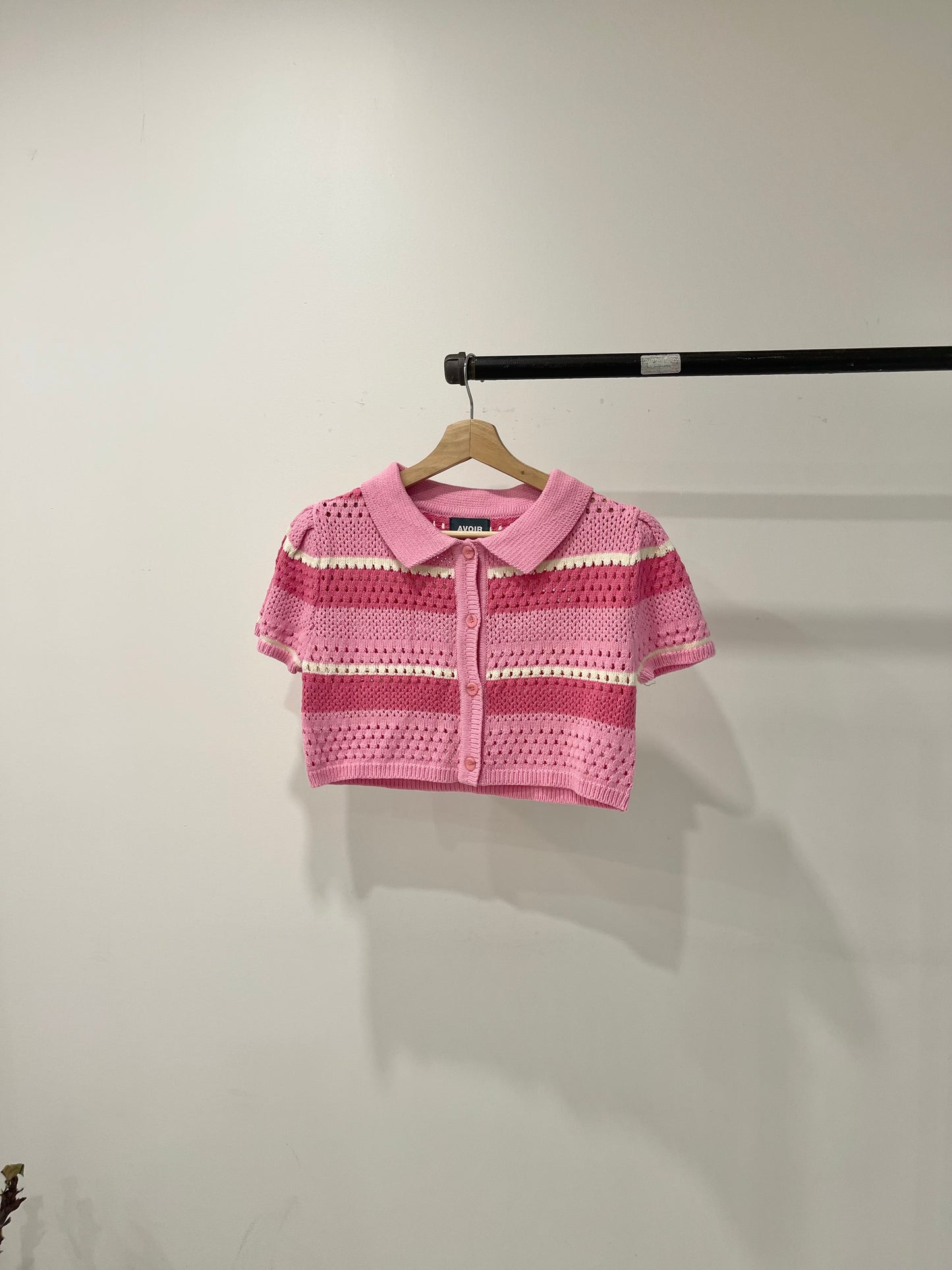 PIPPA Crochet candy-stripe polo