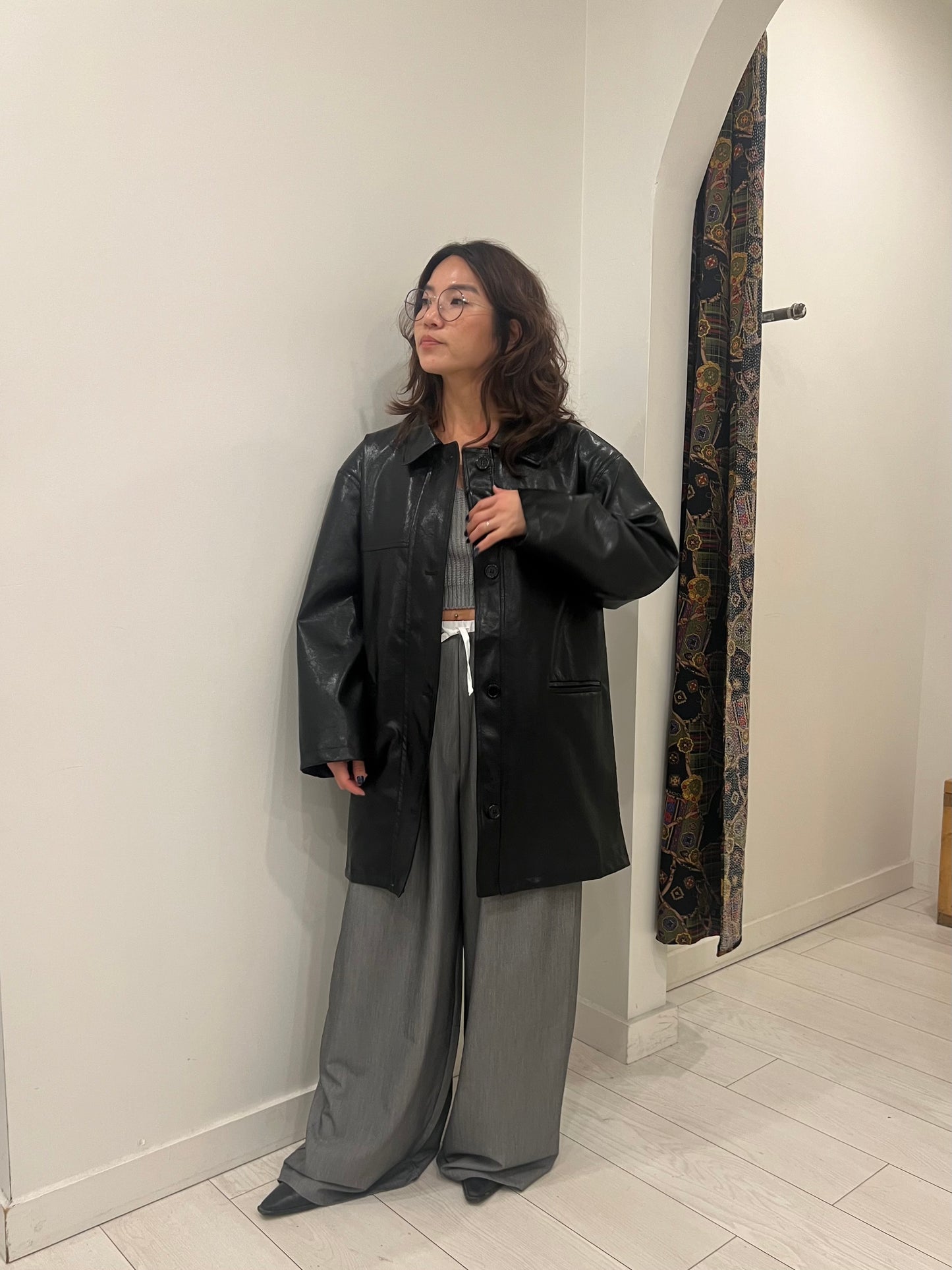 PIKO Shiny faux leather coat