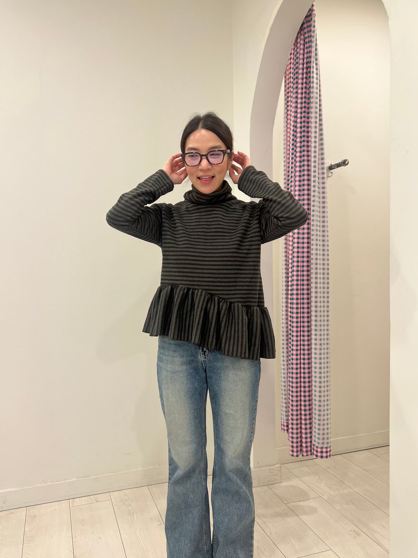 LANYA Stripe peplum top