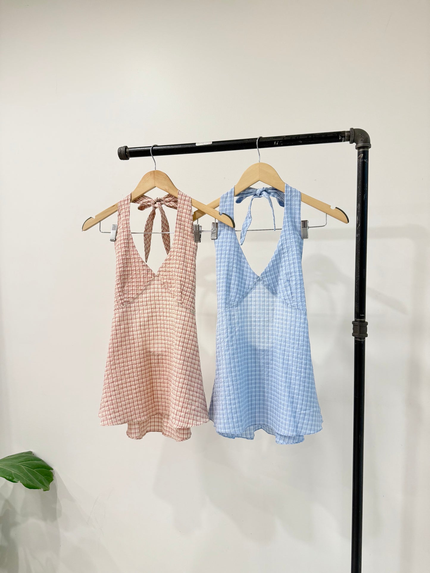 SUMMER Plaid halter shirt