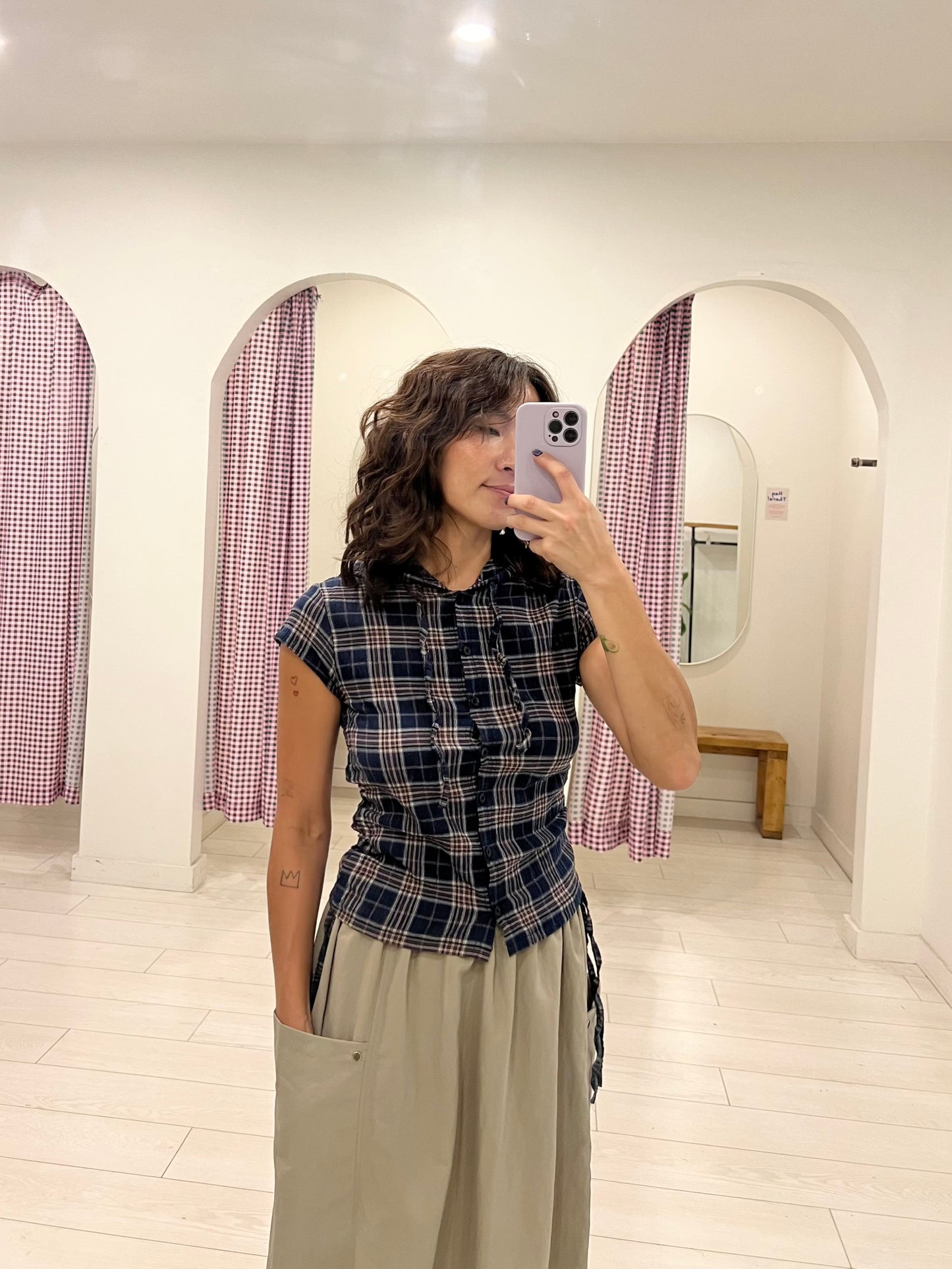 PERTY Plaid hoodie shirt