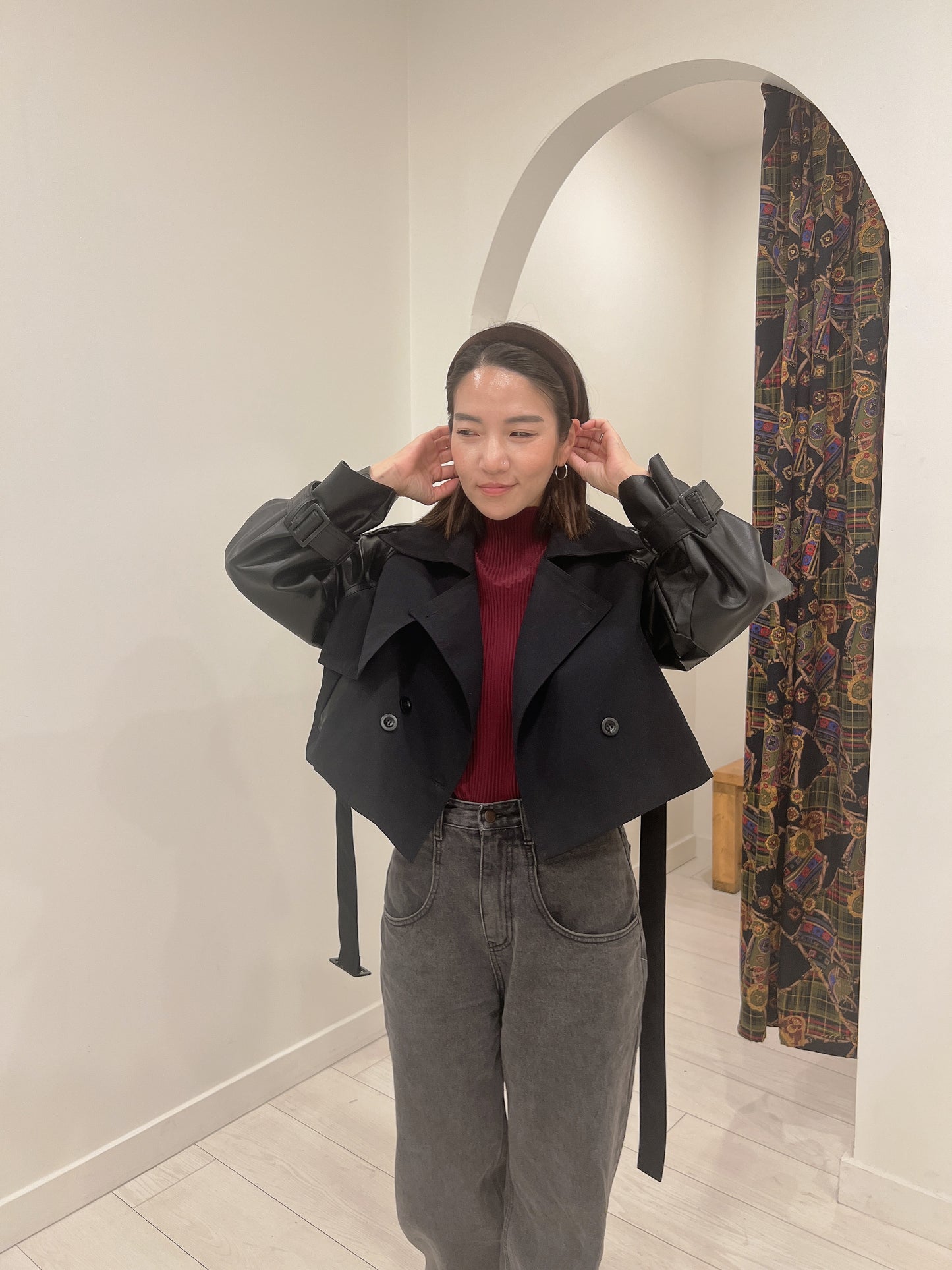 LIAN Cropped trench jacket