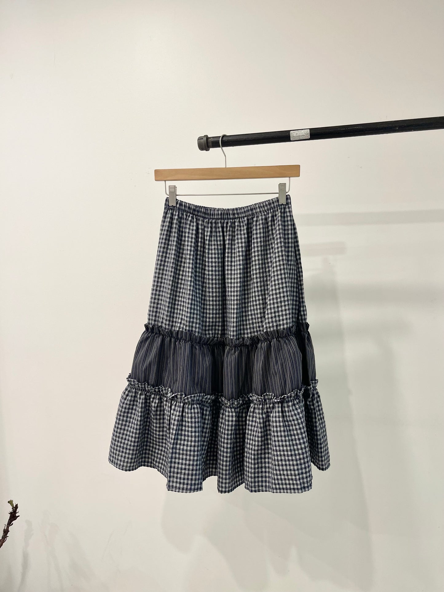 WINNIE Gingham tiered maxi skirt