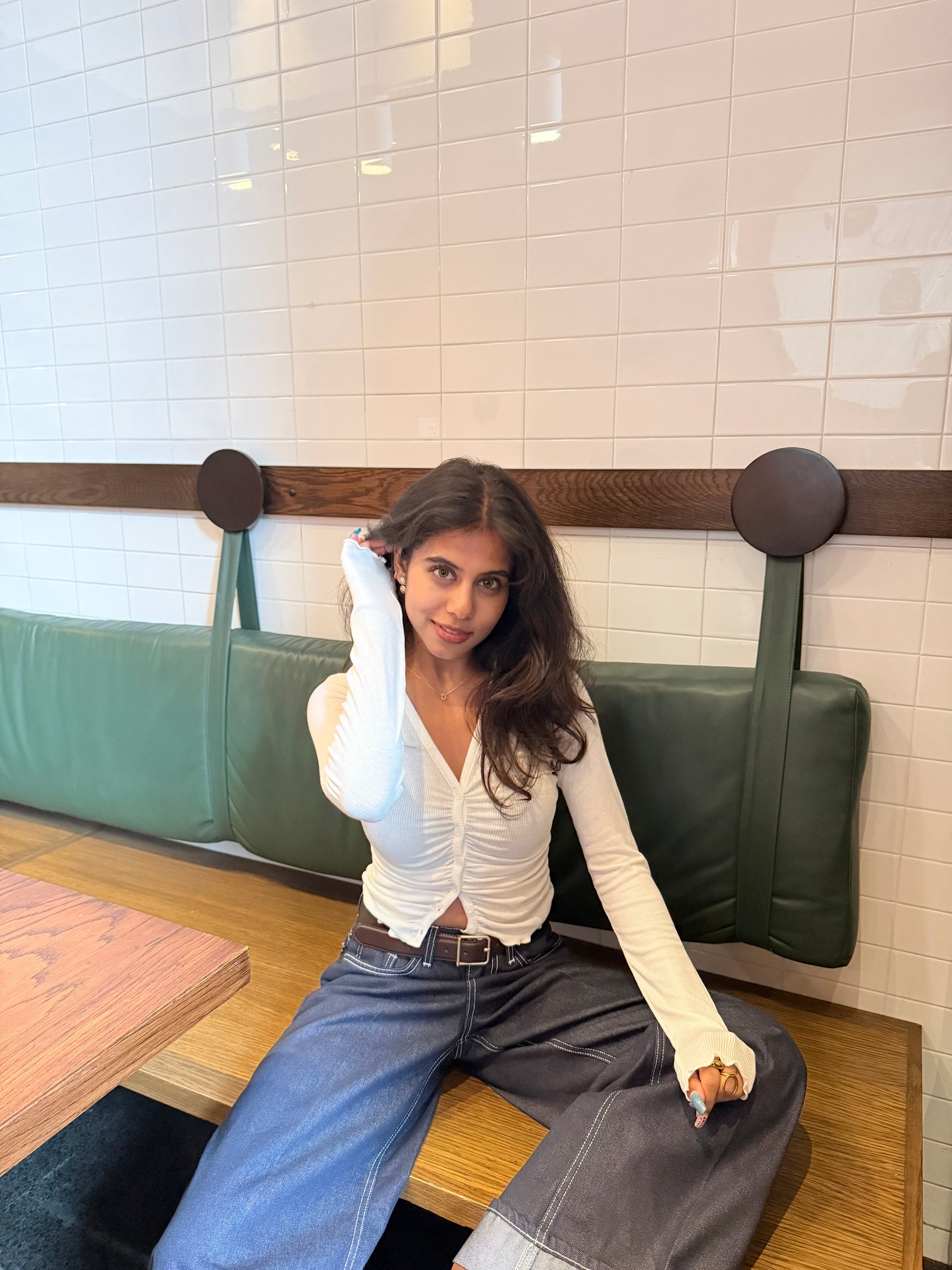HOTO Ruched button-up top