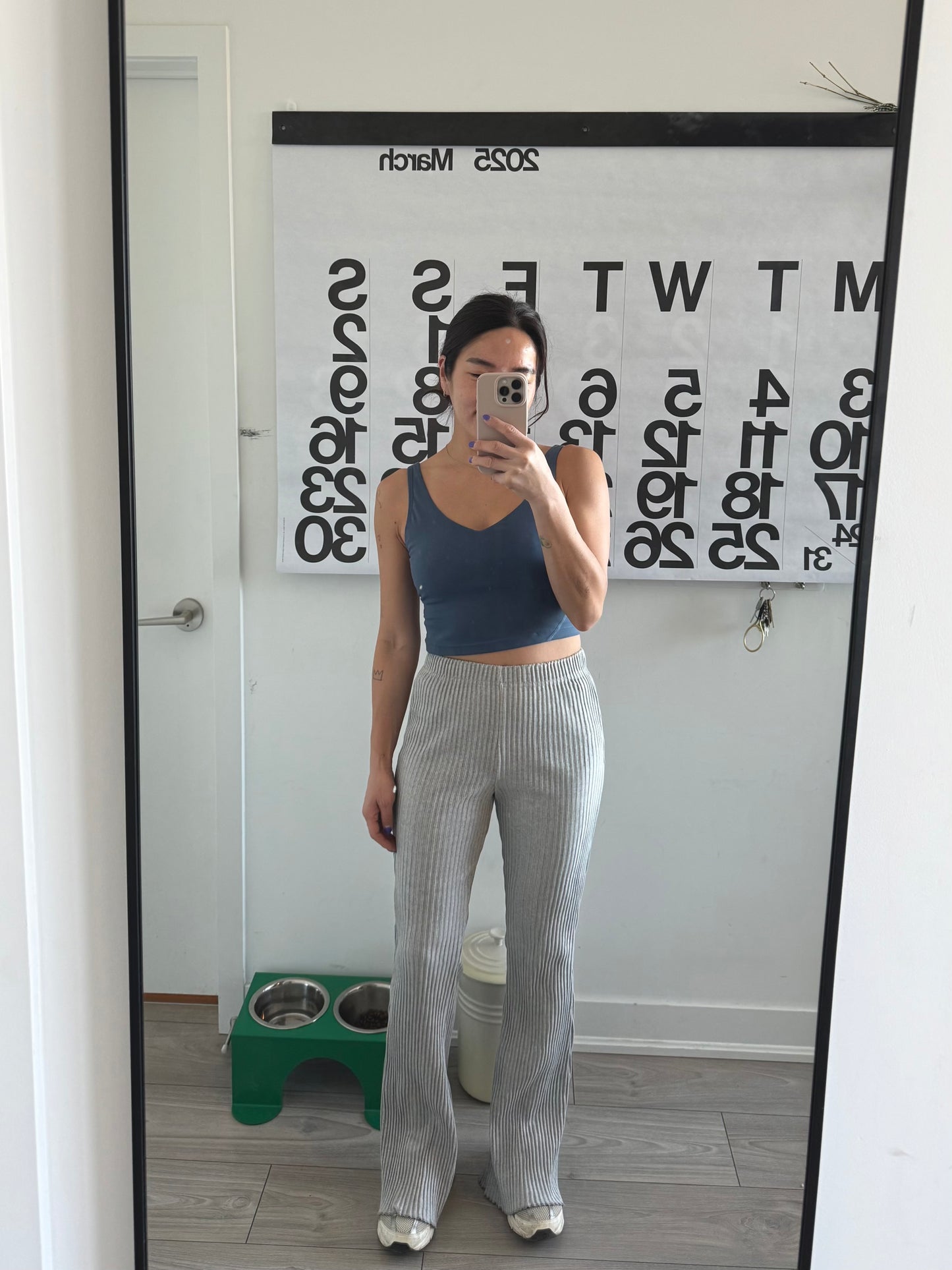 ROZEN Ribbed bootcut tights