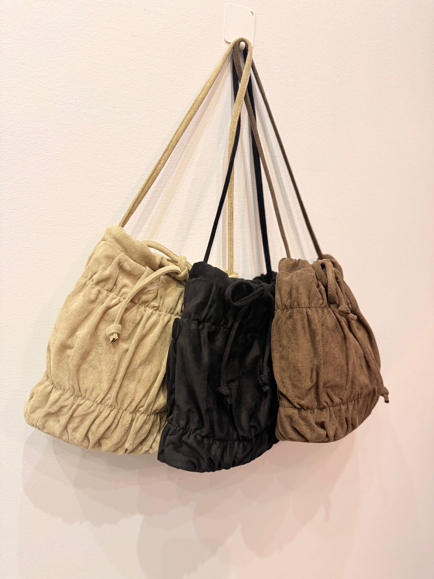 RUNE Ruched vegan suede bag