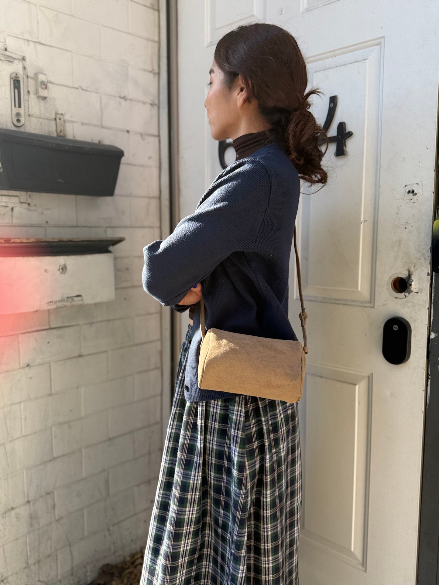 KEY Tiny suede bag