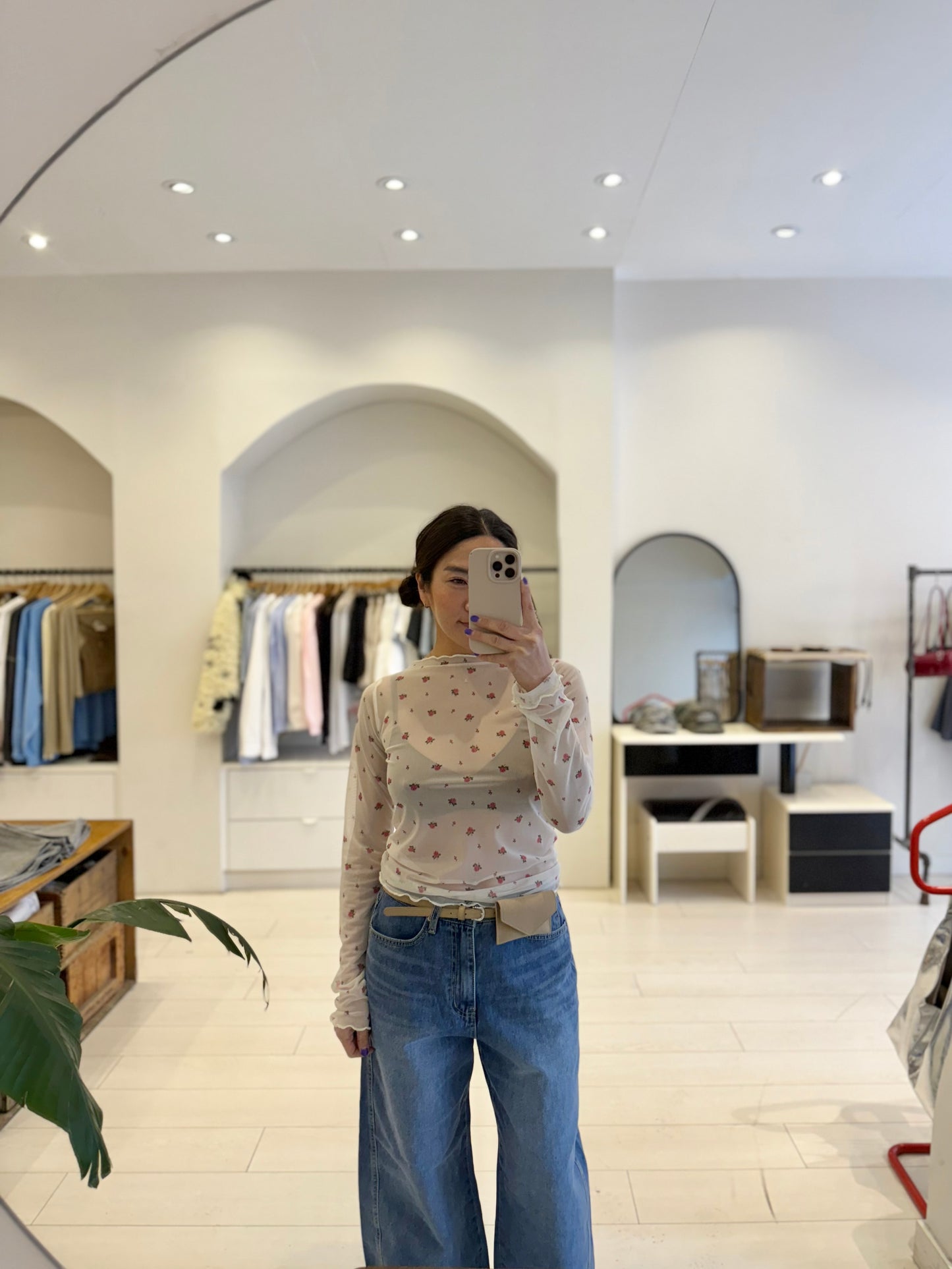 LIREN Floral mesh top