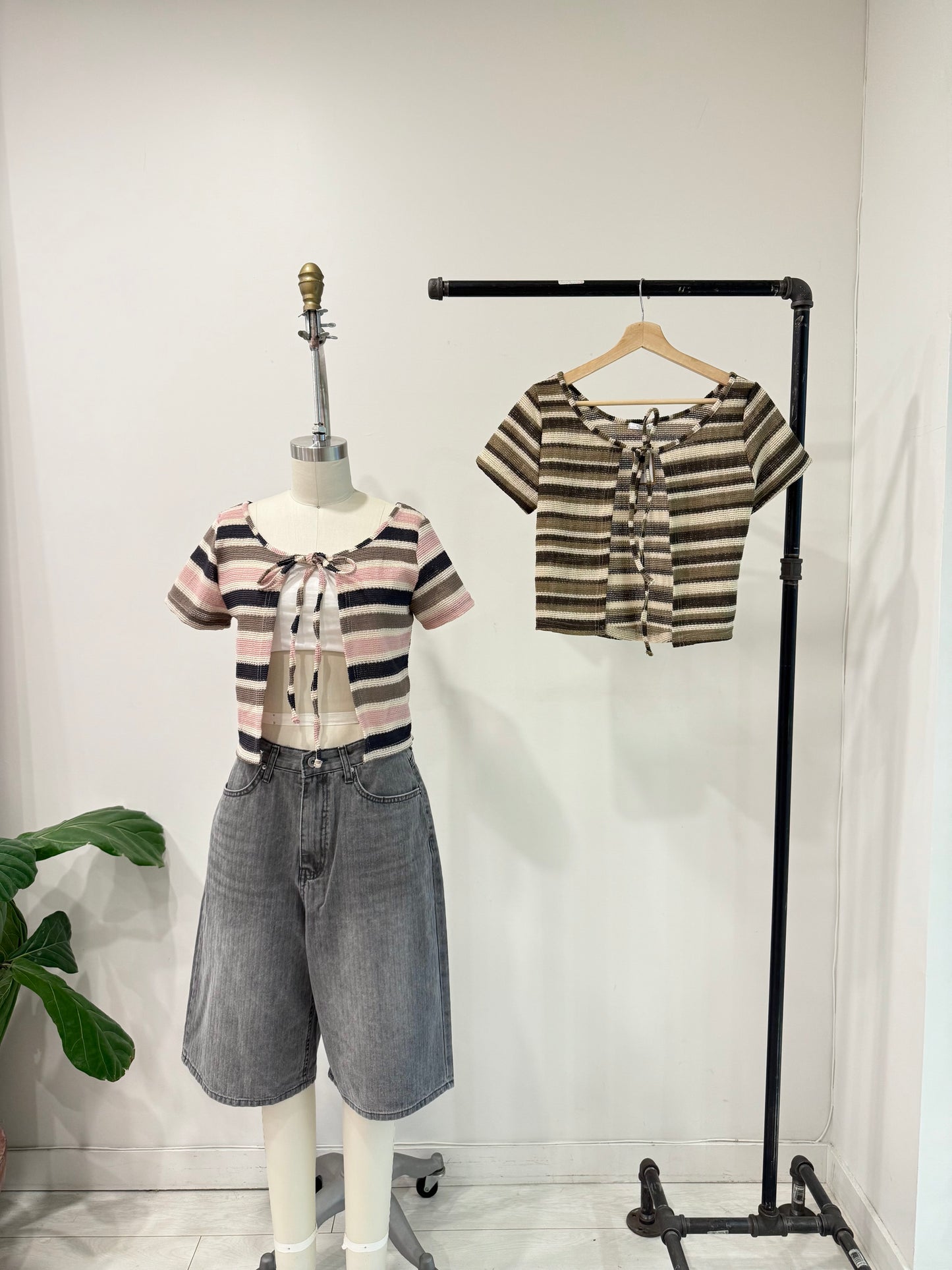 FANTO Stripe tie cardigan