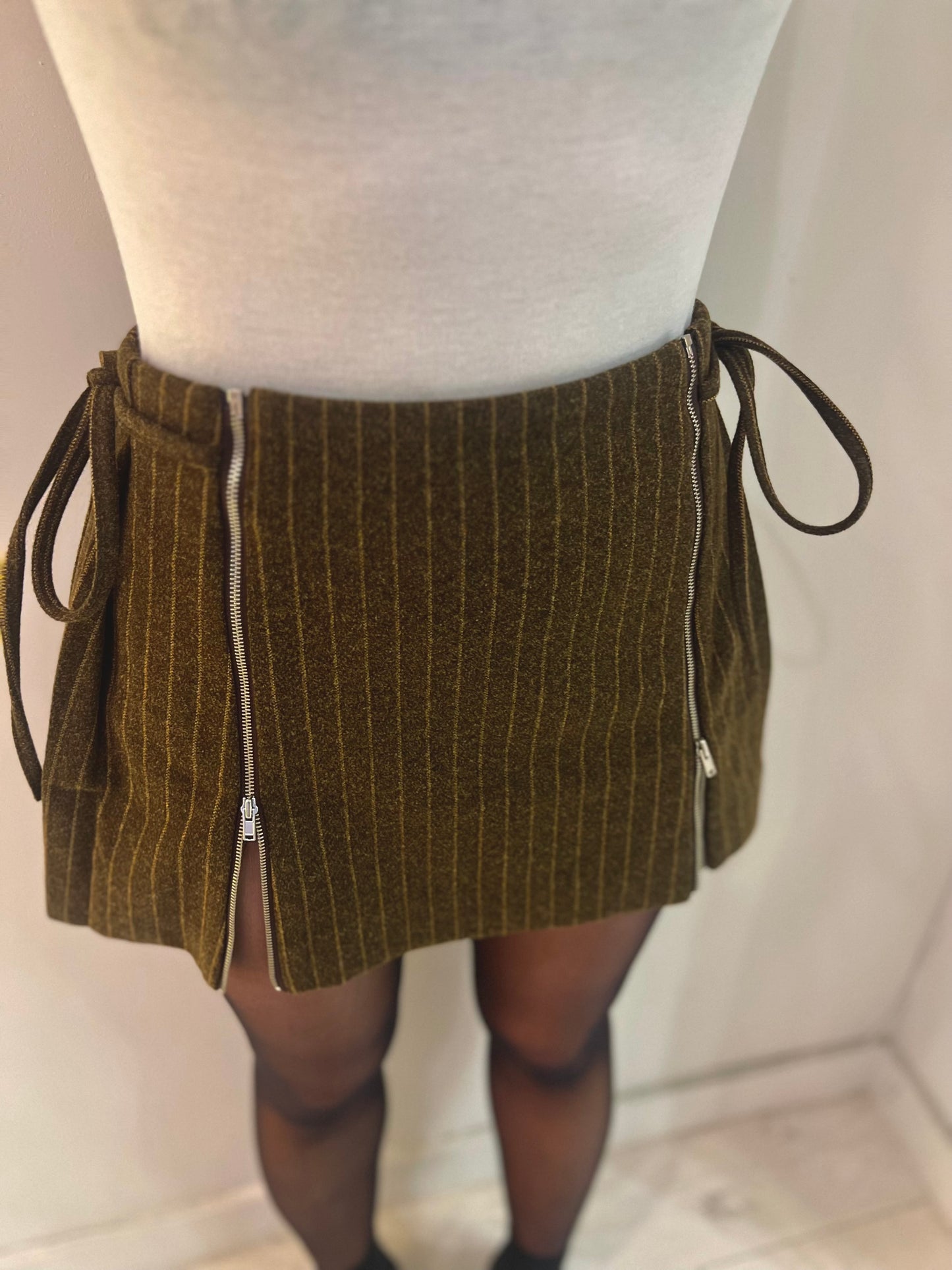 MOSIC Stripe wool mini skirt
