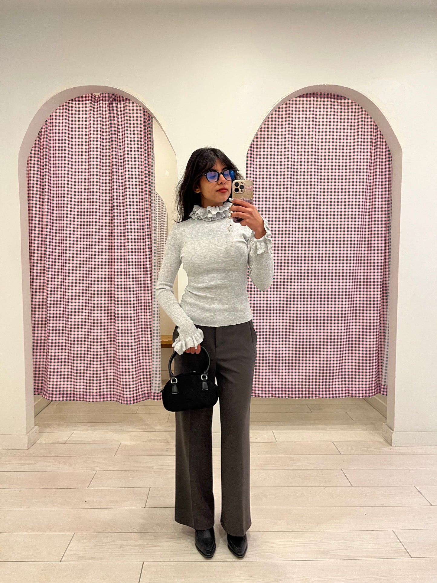 JUMI Ruffled edge knit top