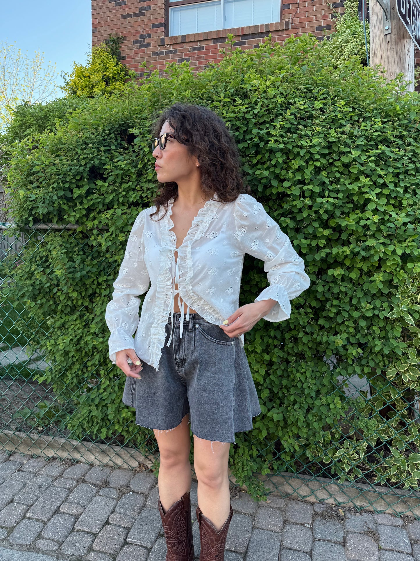 SKET Flare denim shorts