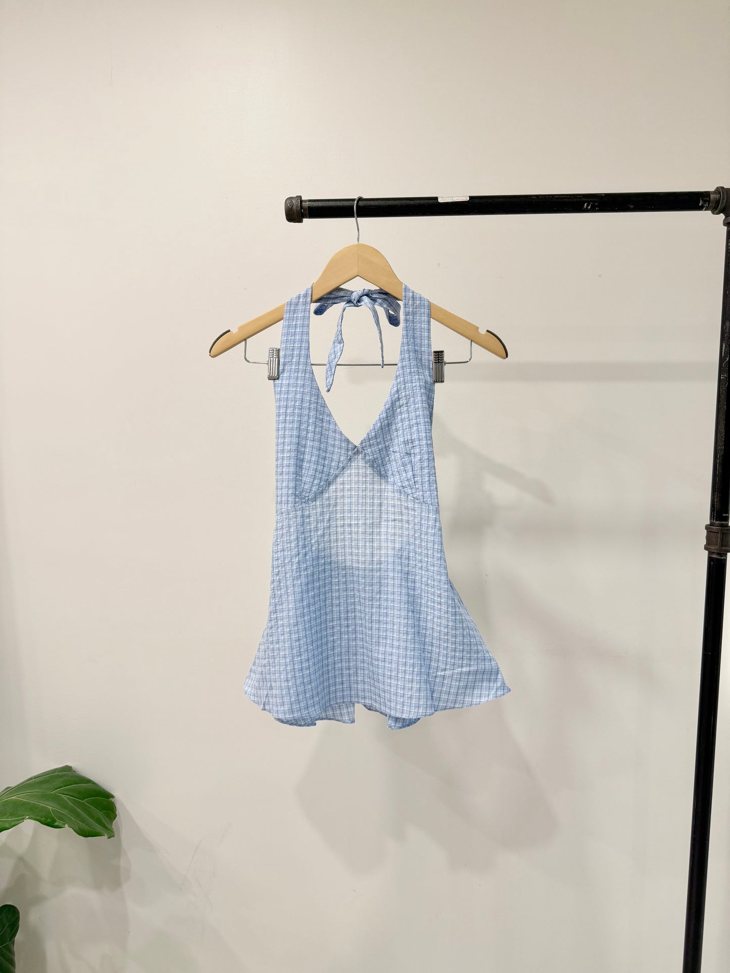 SUMMER Plaid halter shirt