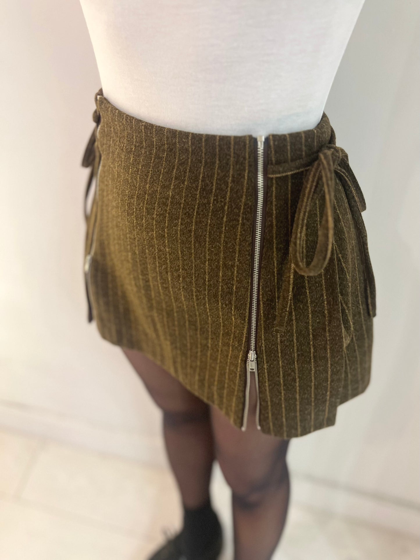 MOSIC Stripe wool mini skirt