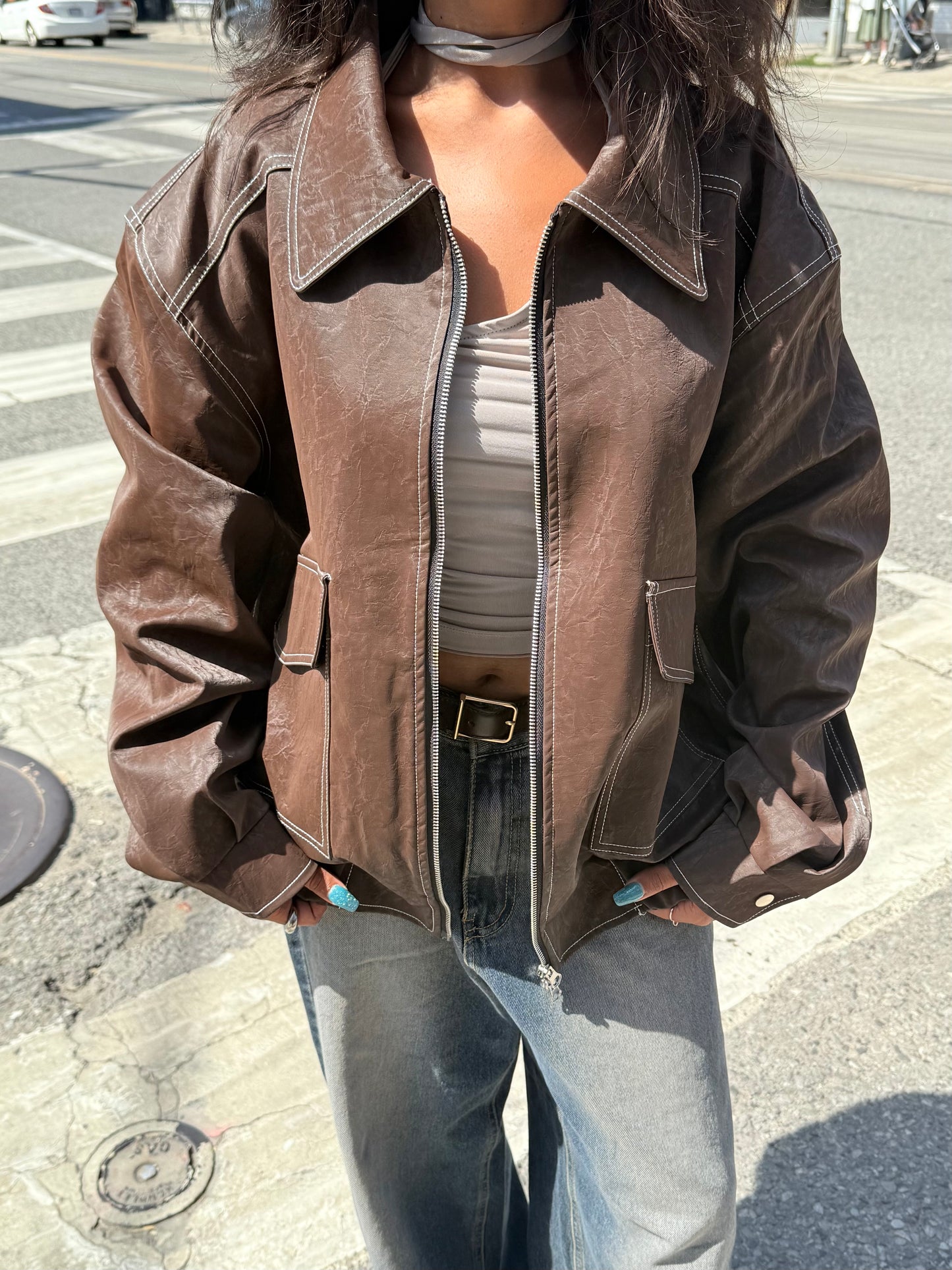 PINT Faux leather bomber