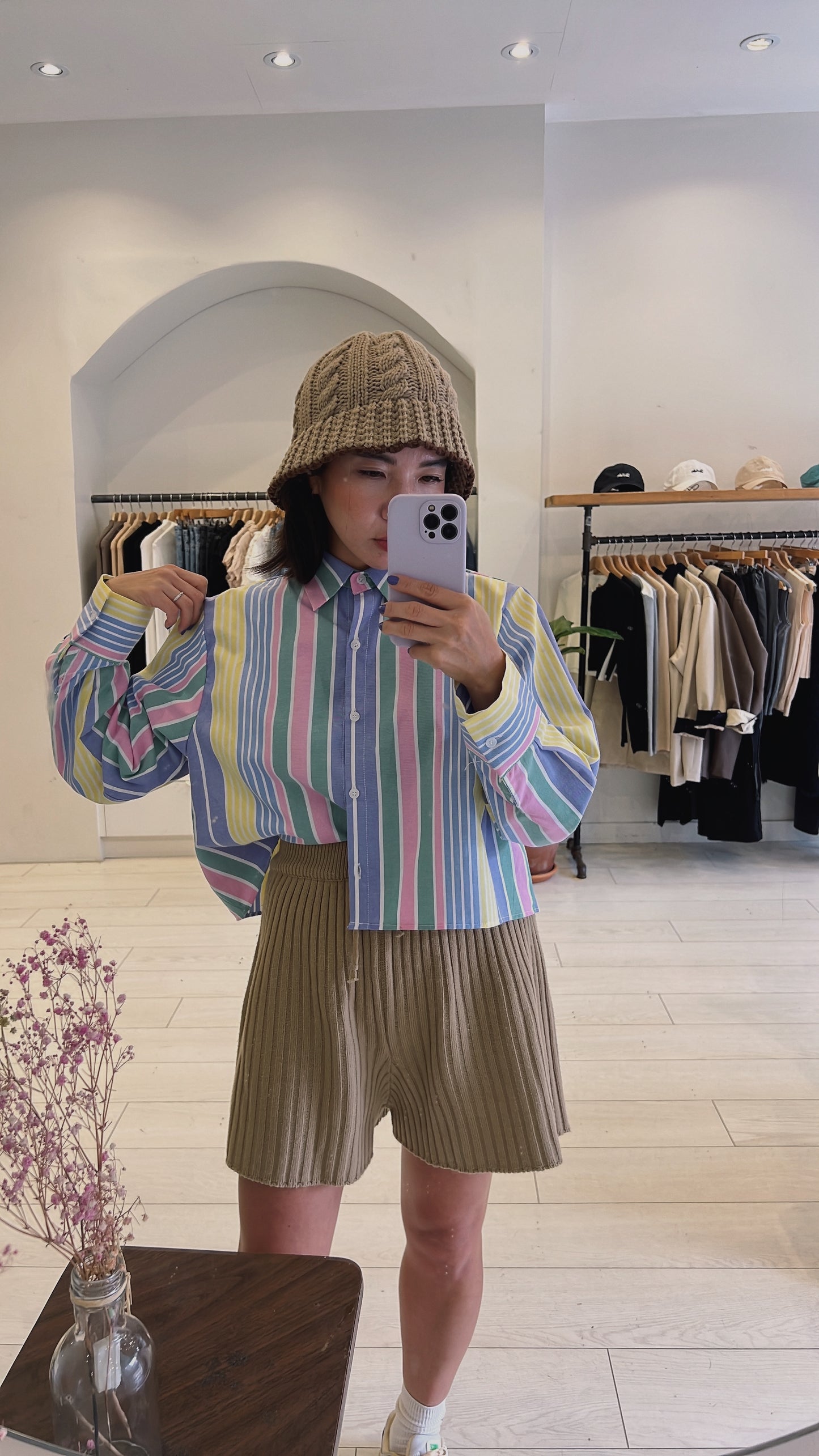 GARROS Multi stripe cropped shirt