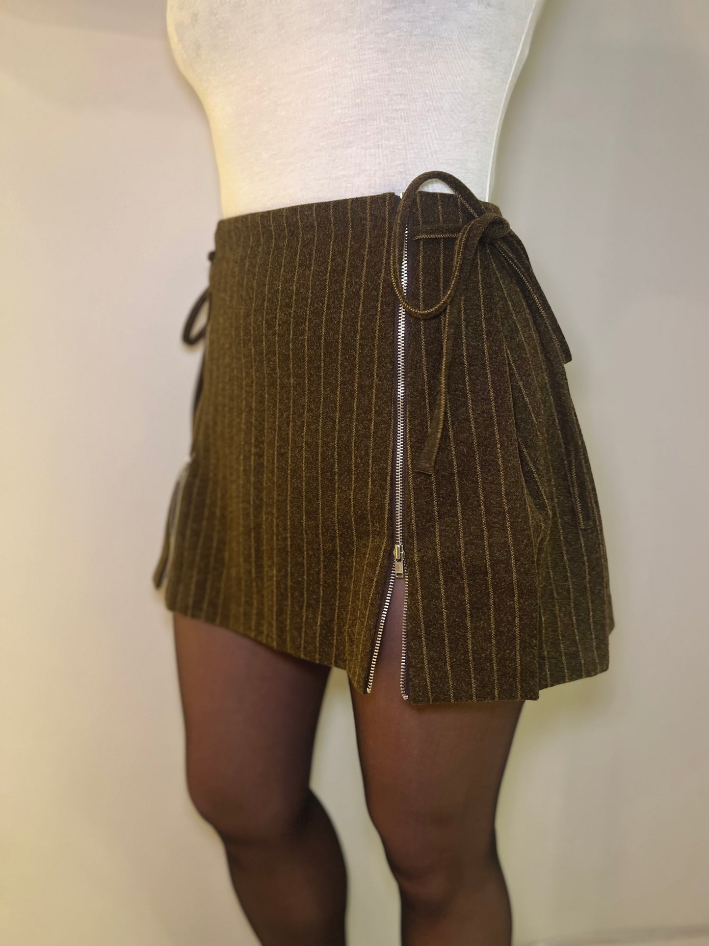 MOSIC Stripe wool mini skirt