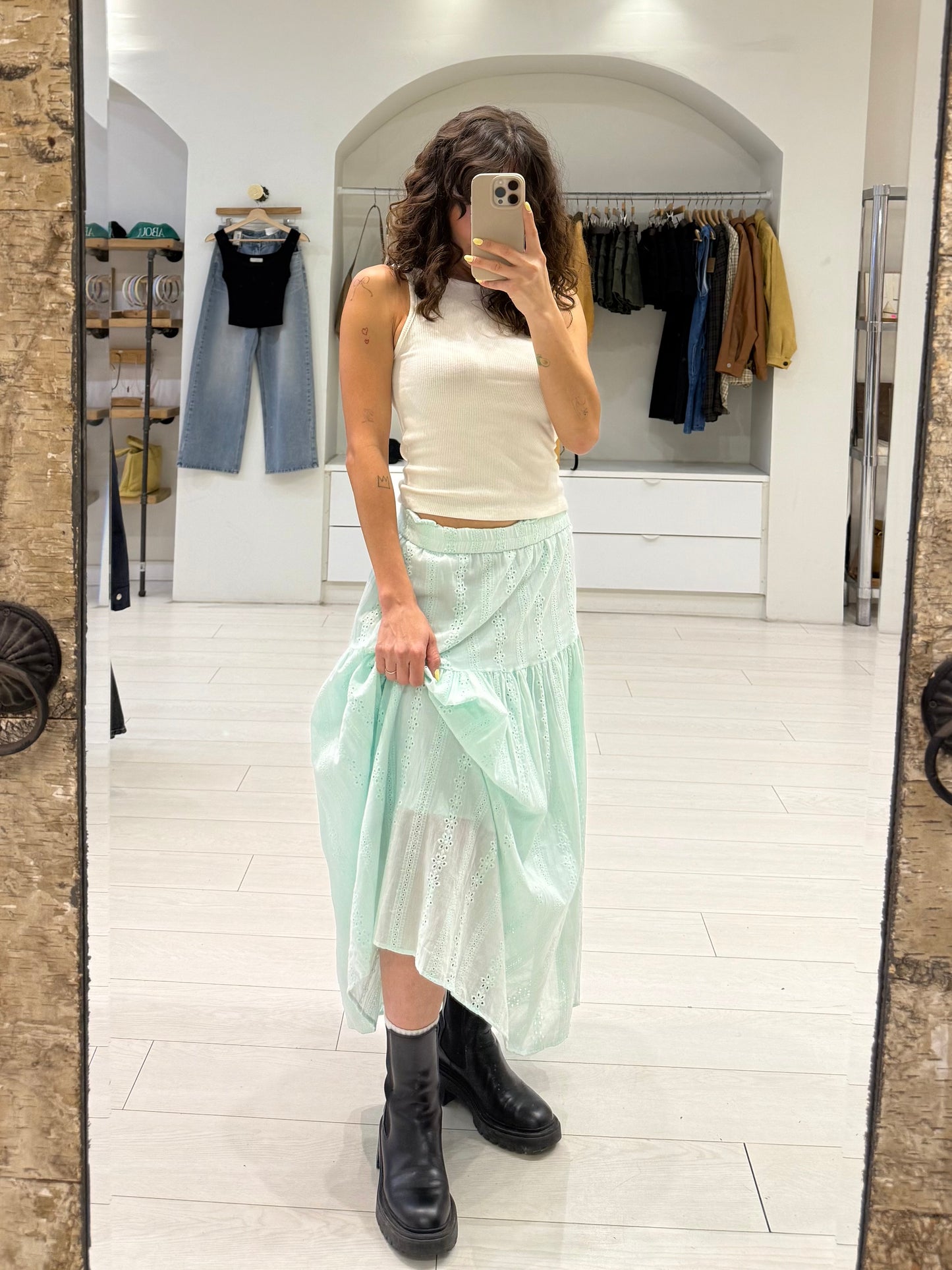 SERENE Eyelet maxi skirt