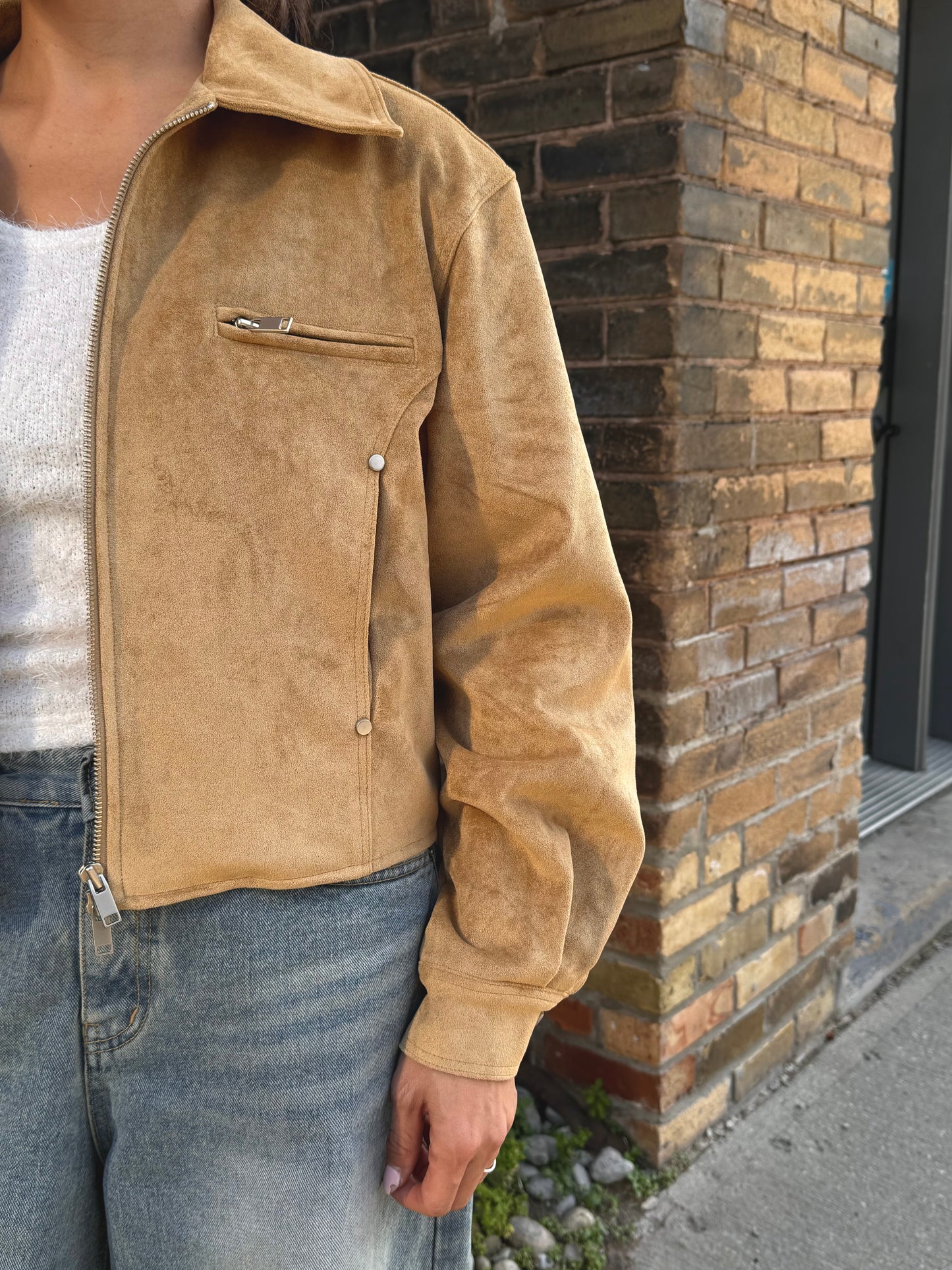 WHY Suede bomber jacket