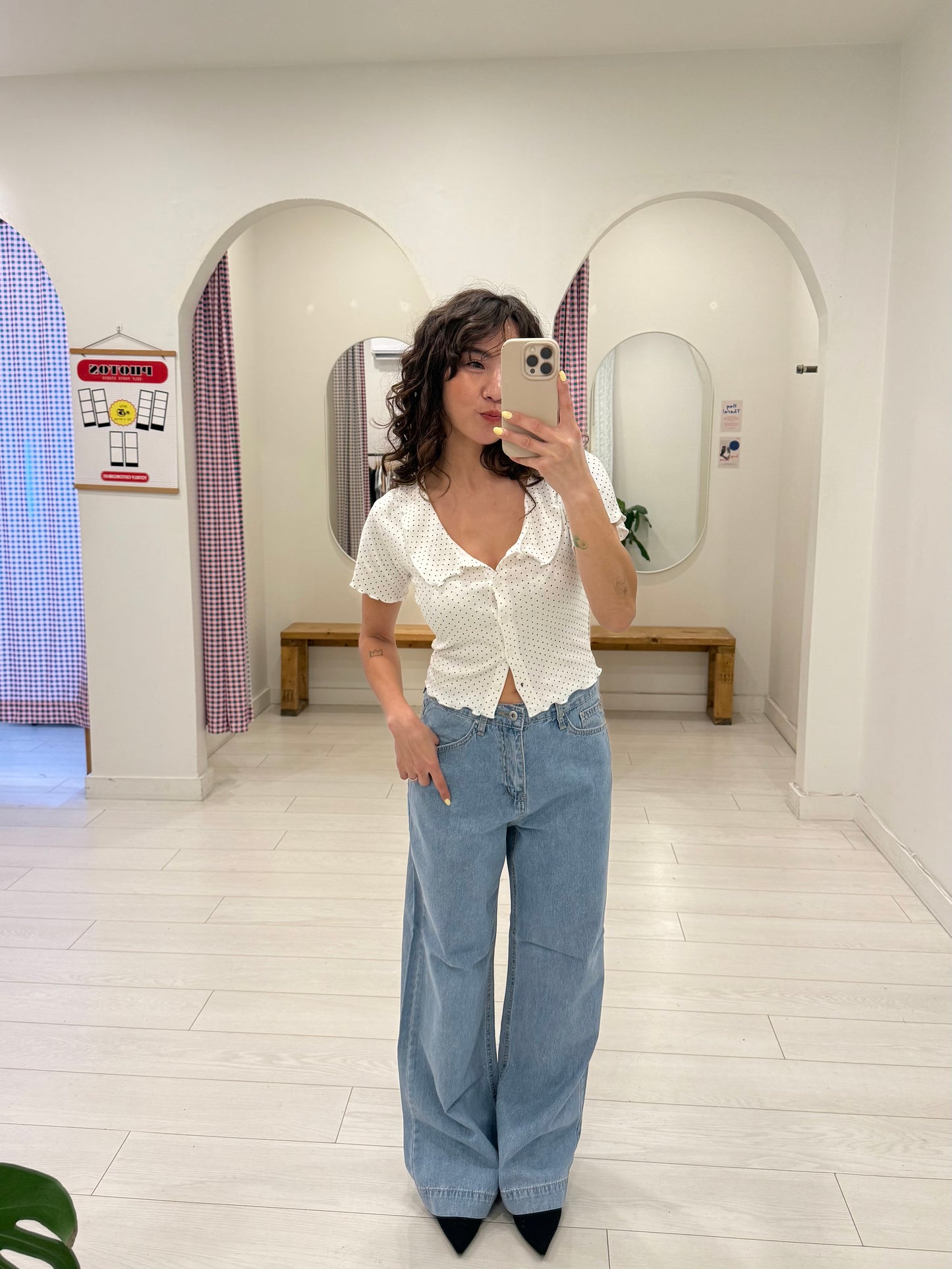 BLUSH Polkadot collar top