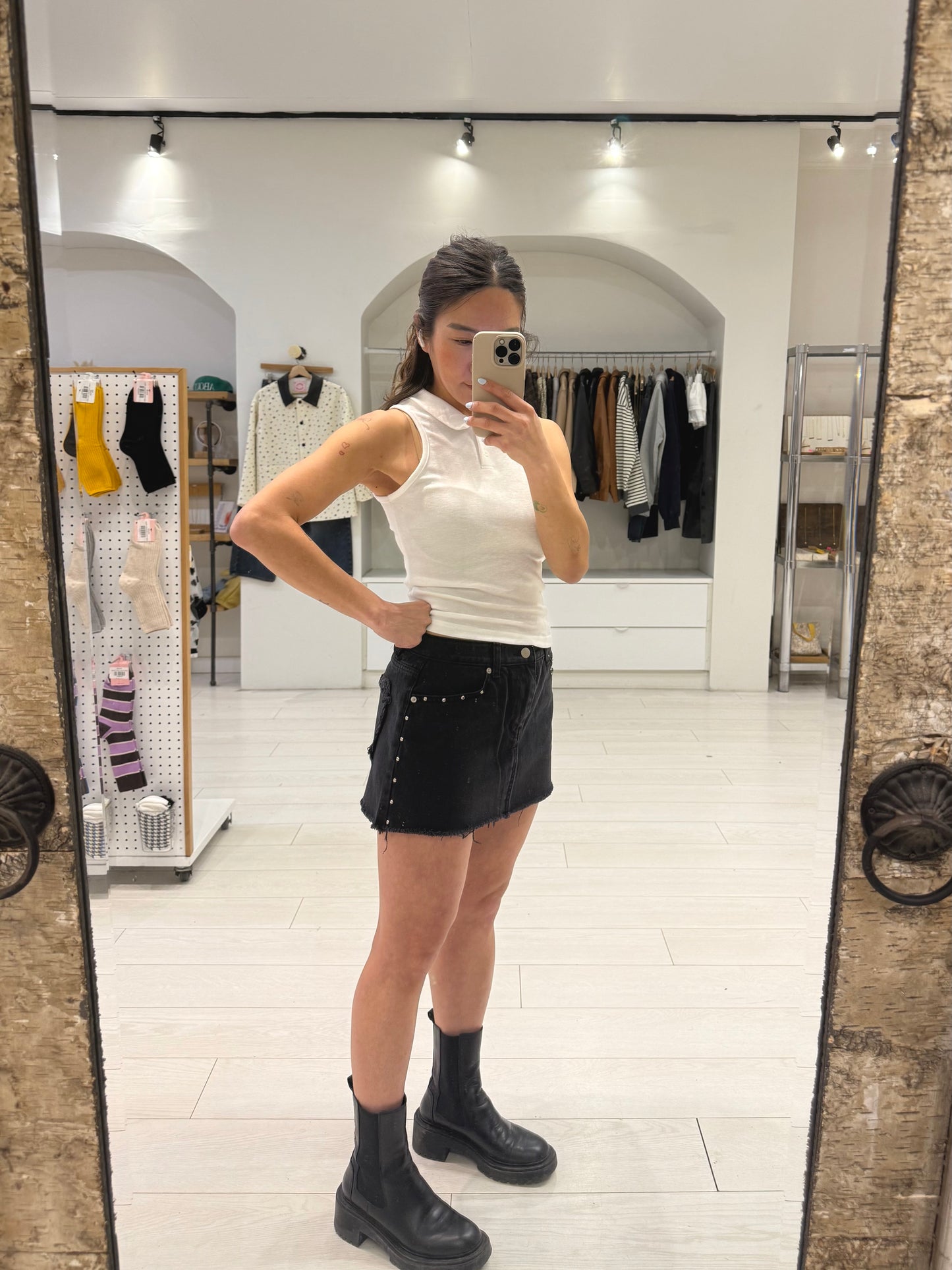 CARLA Studded mini skirt