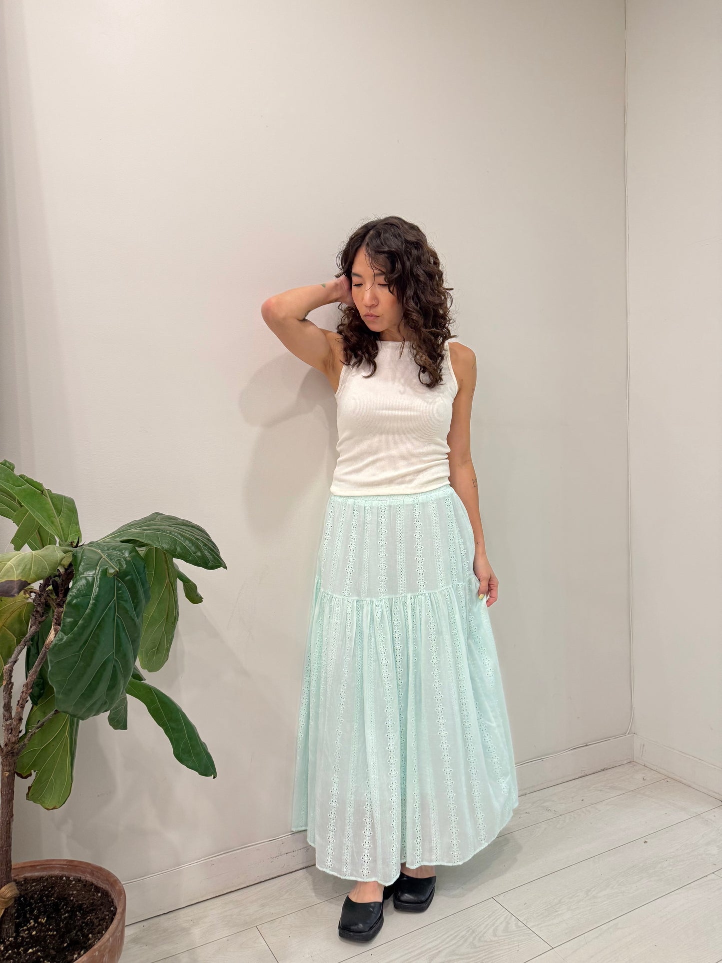 SERENE Eyelet maxi skirt