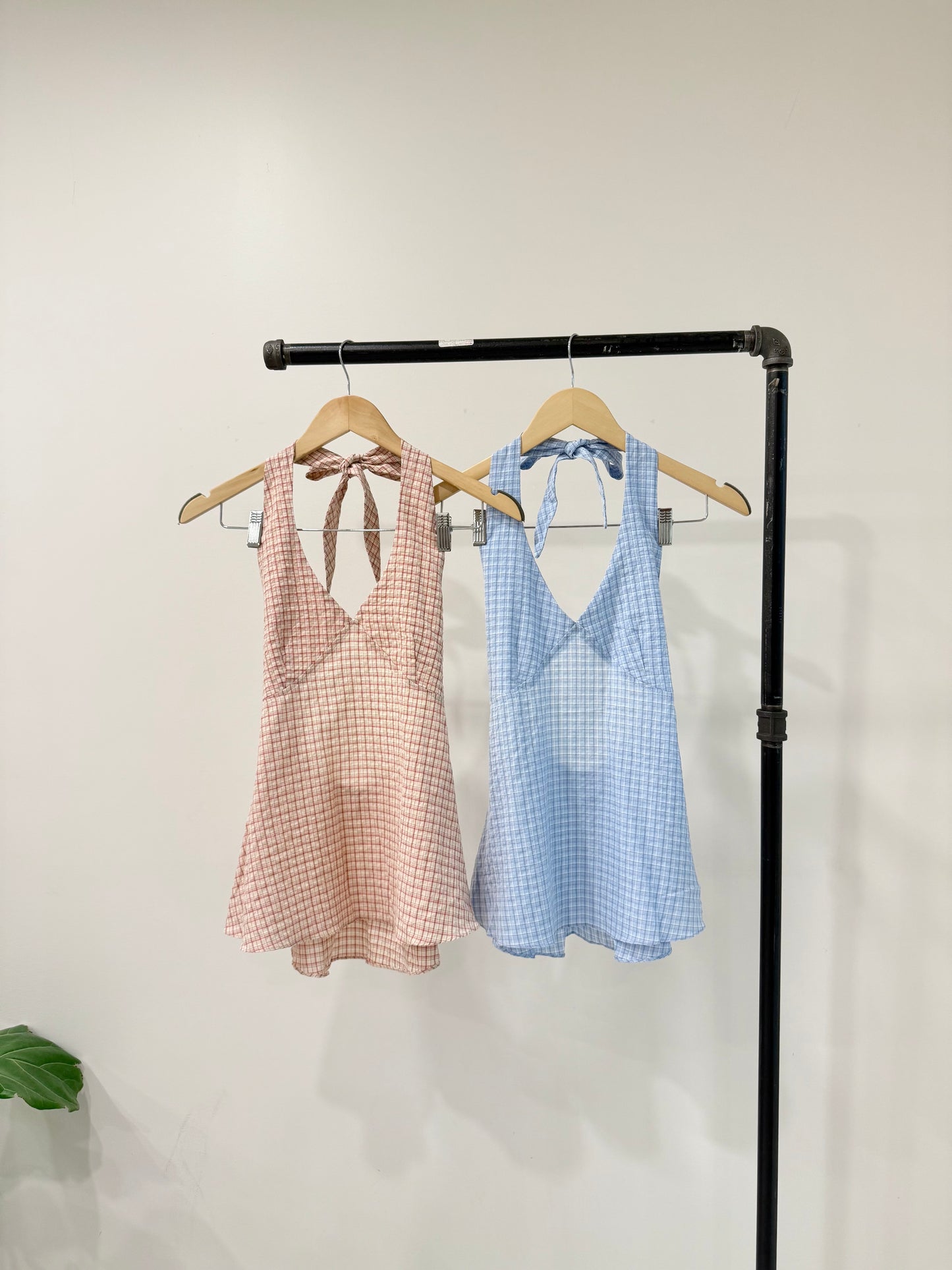 SUMMER Plaid halter shirt