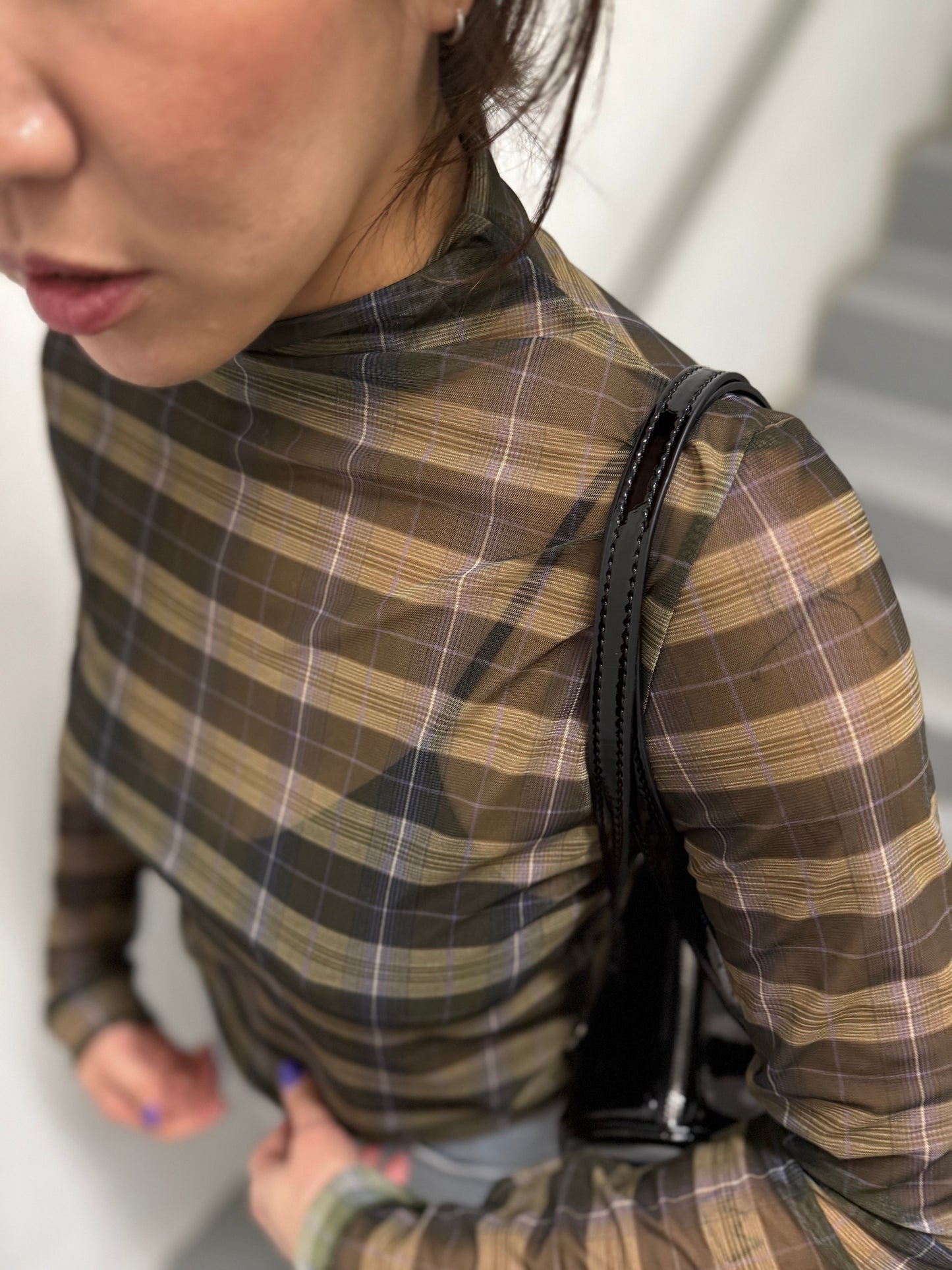 ROYAL Plaid mesh top