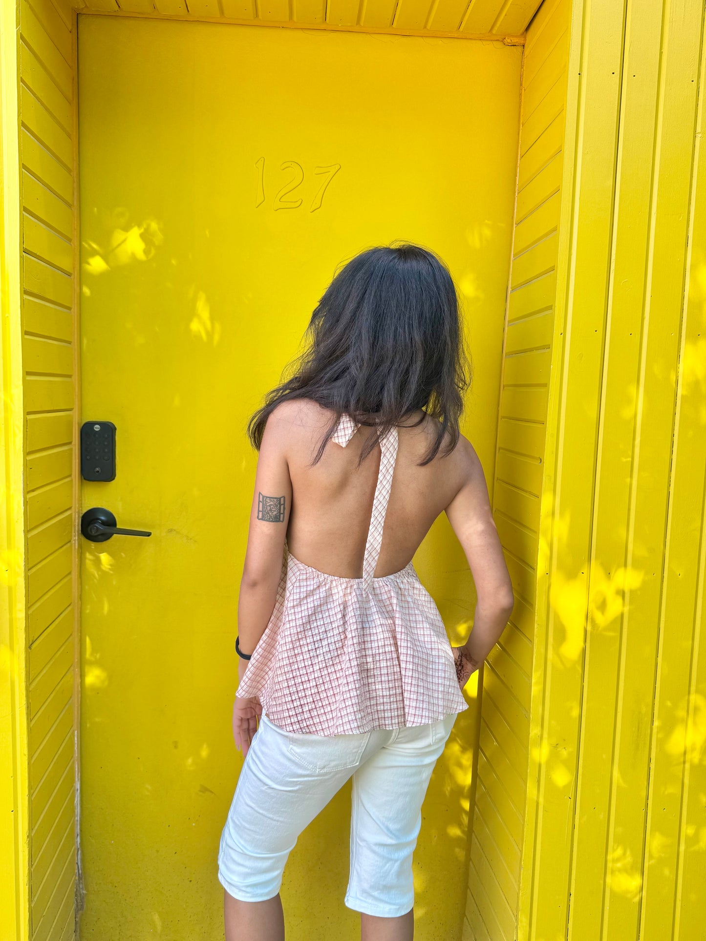 SUMMER Plaid halter shirt