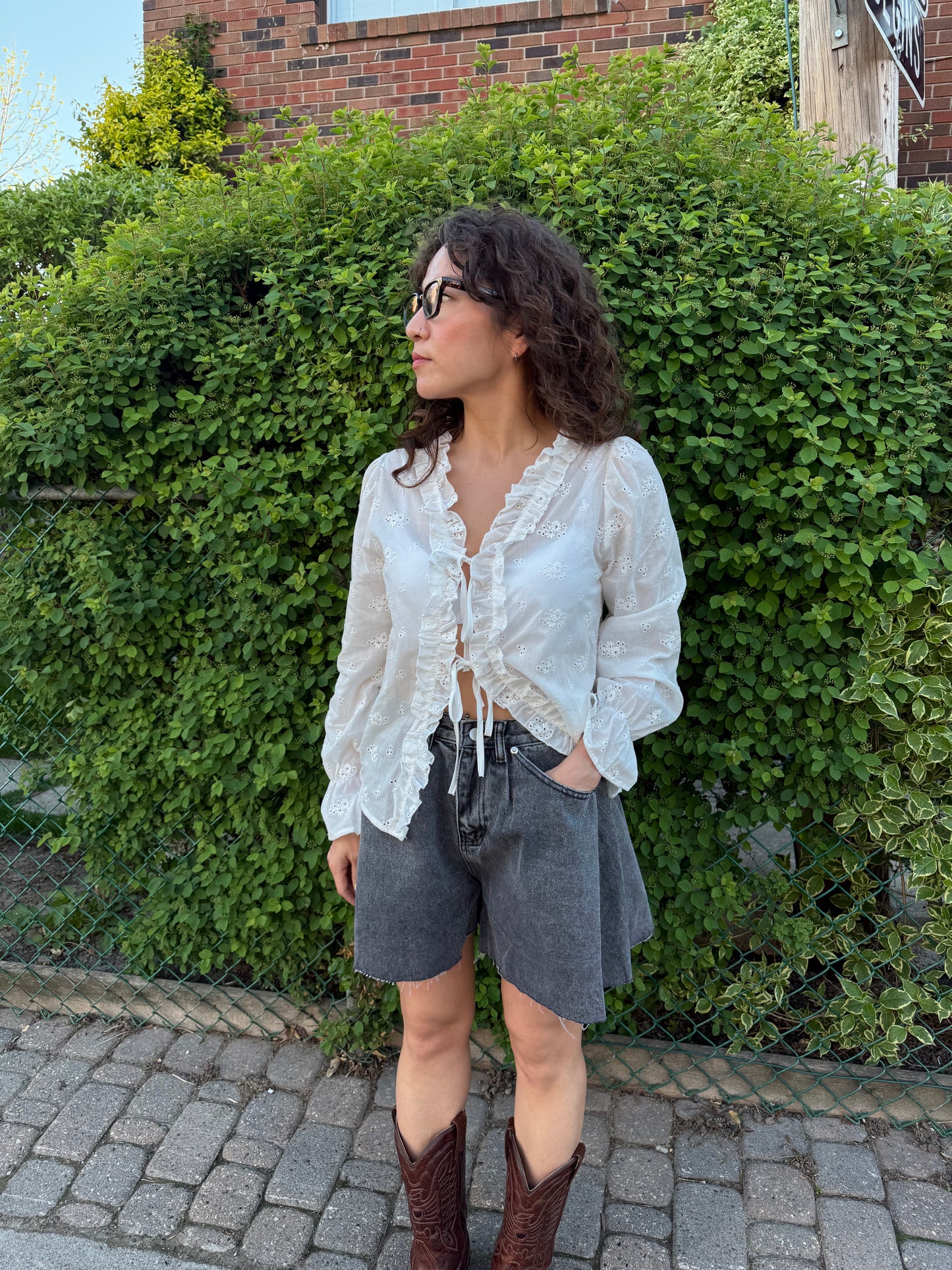 SKET Flare denim shorts