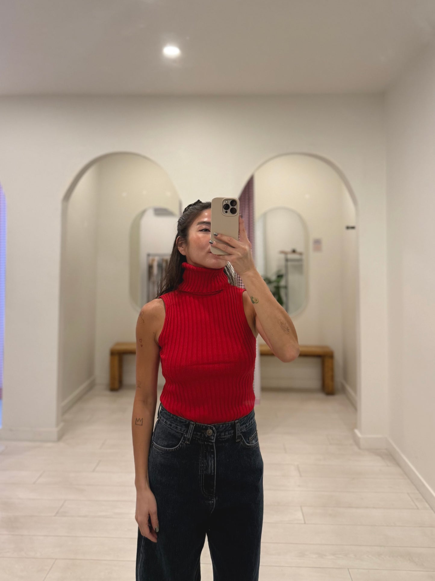 NART Ribbed turtleneck tanktop