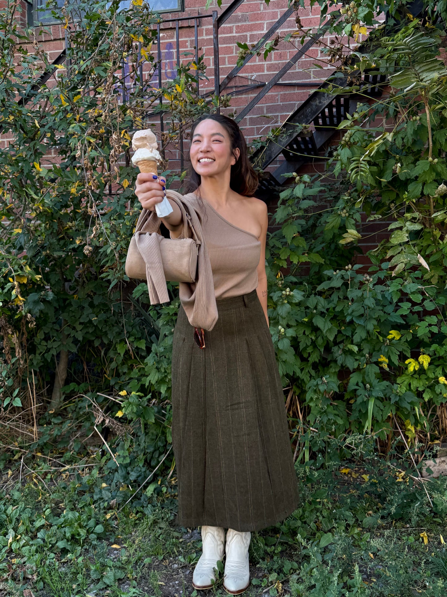 WEST Glen-plaid maxi skirt