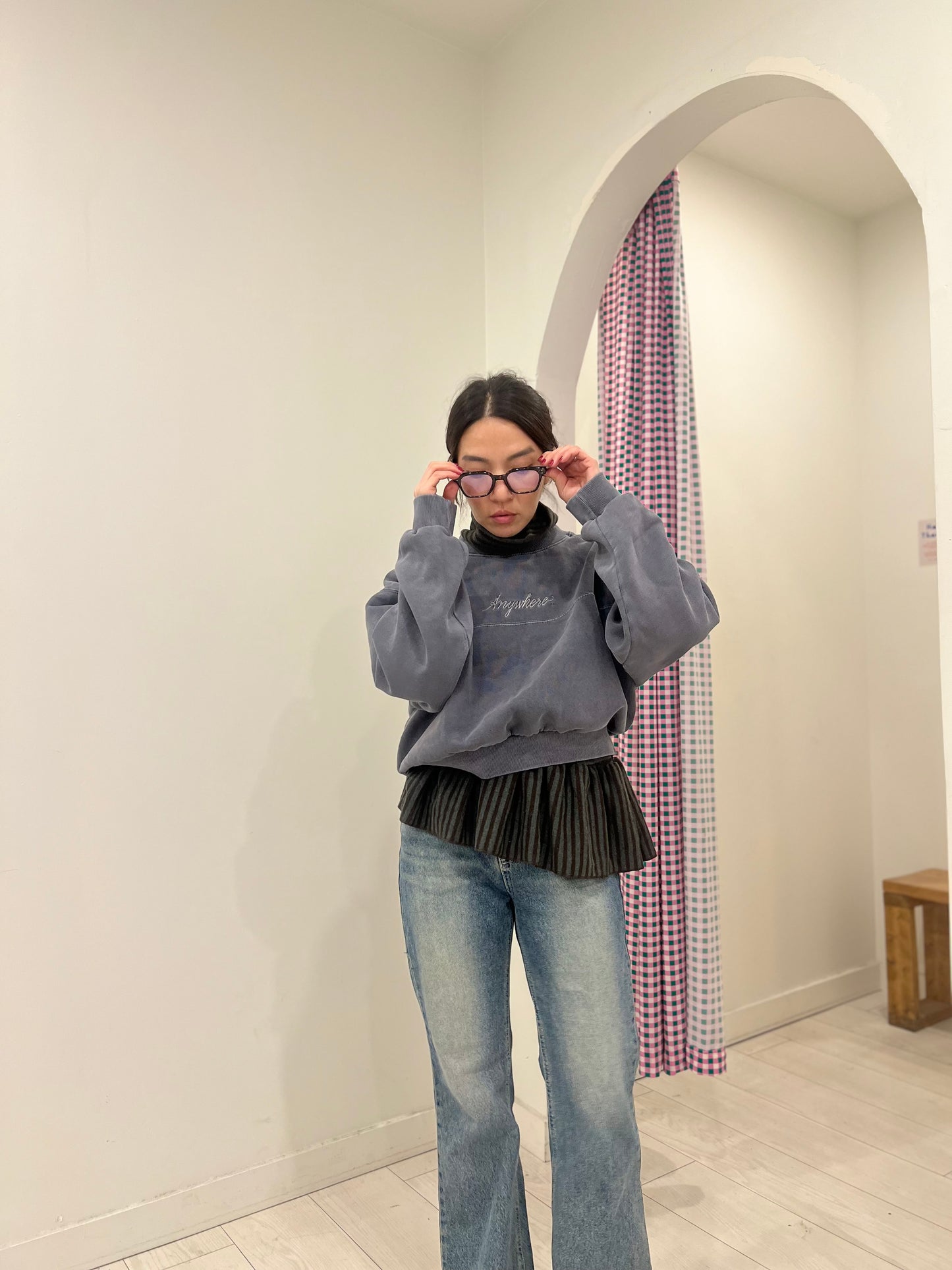 LANYA Stripe peplum top