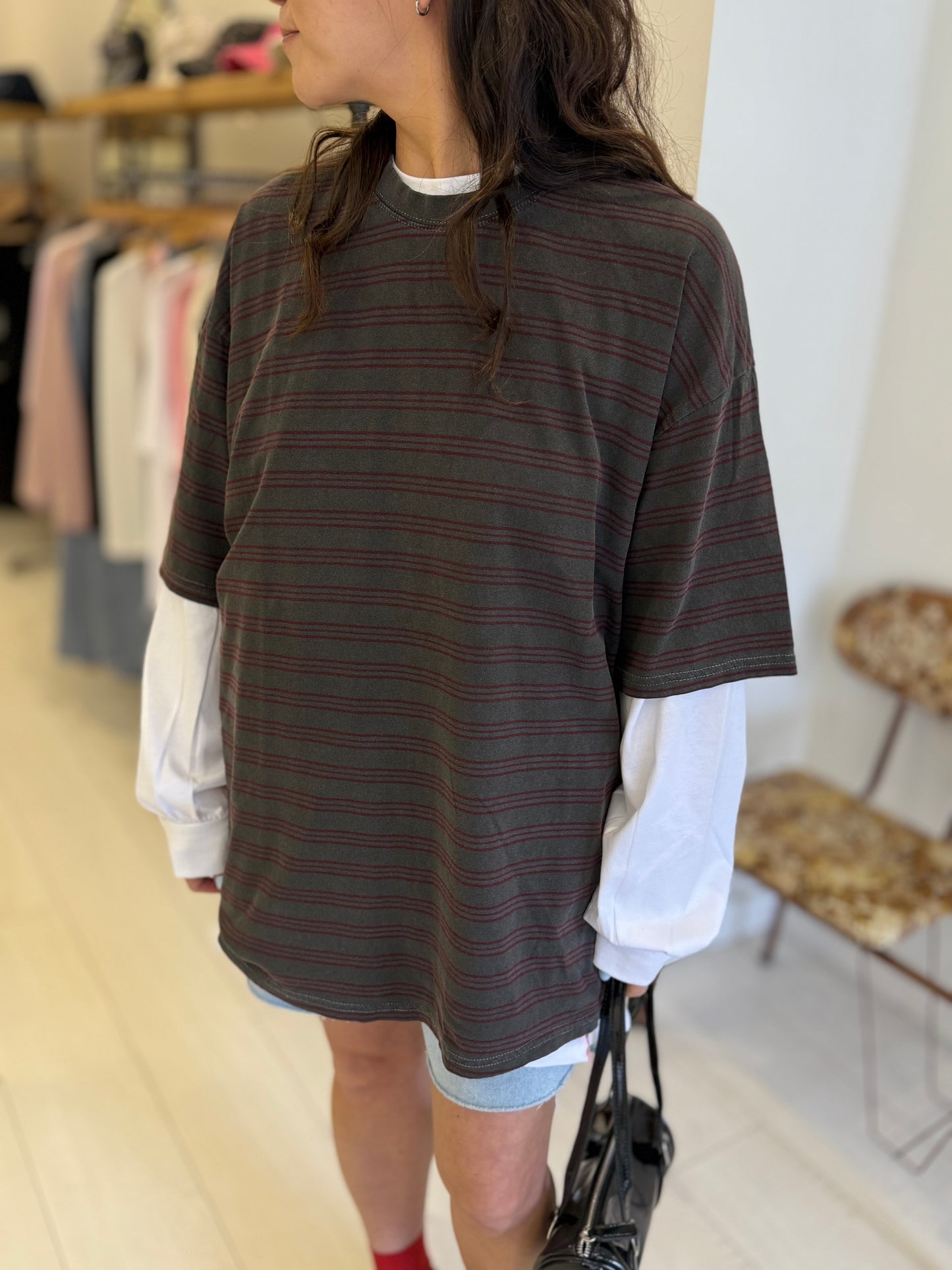 CRAY Striped boxy tee