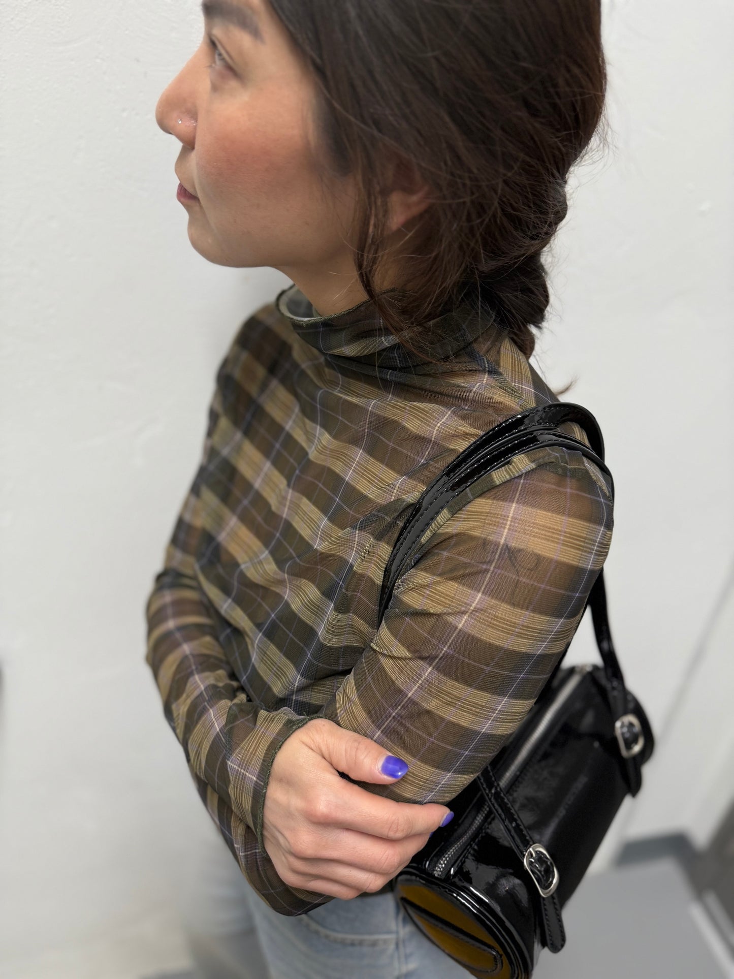 ROYAL Plaid mesh top