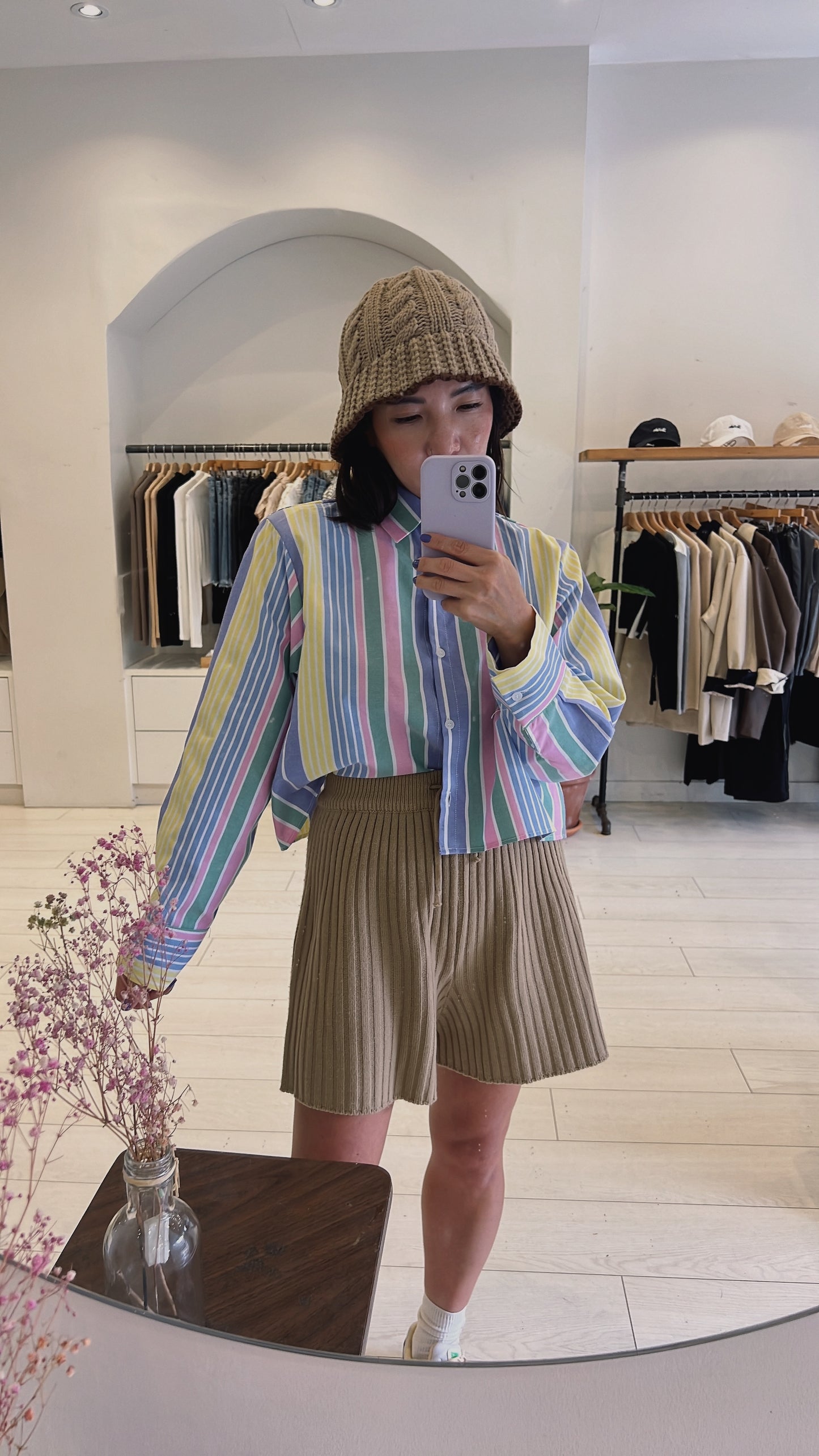GARROS Multi stripe cropped shirt