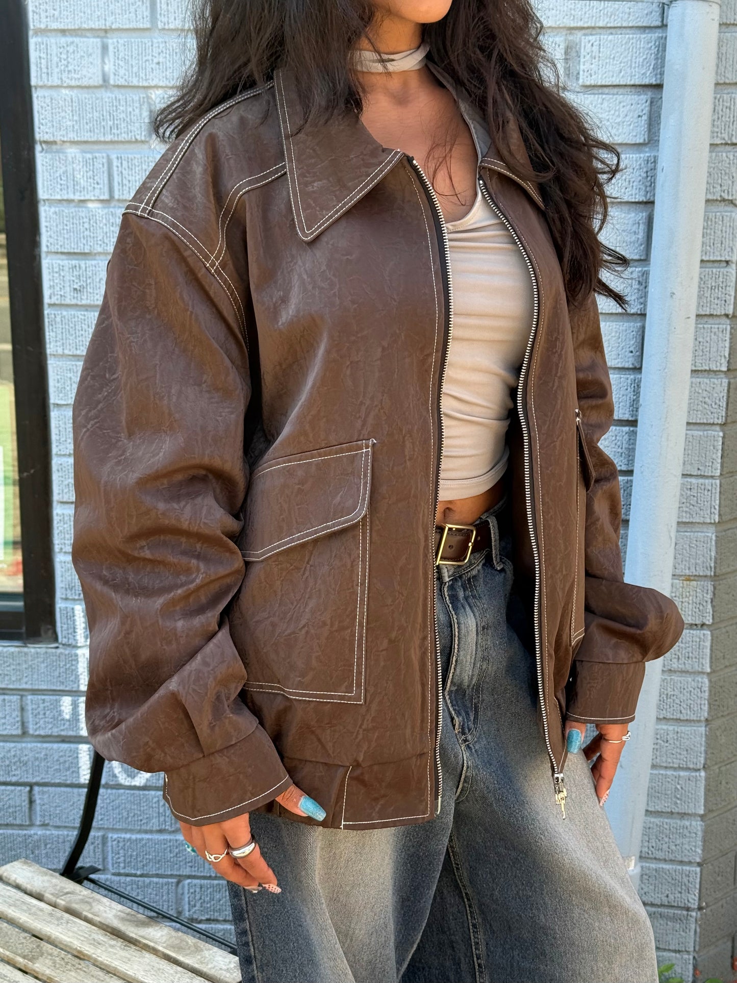 PINT Faux leather bomber