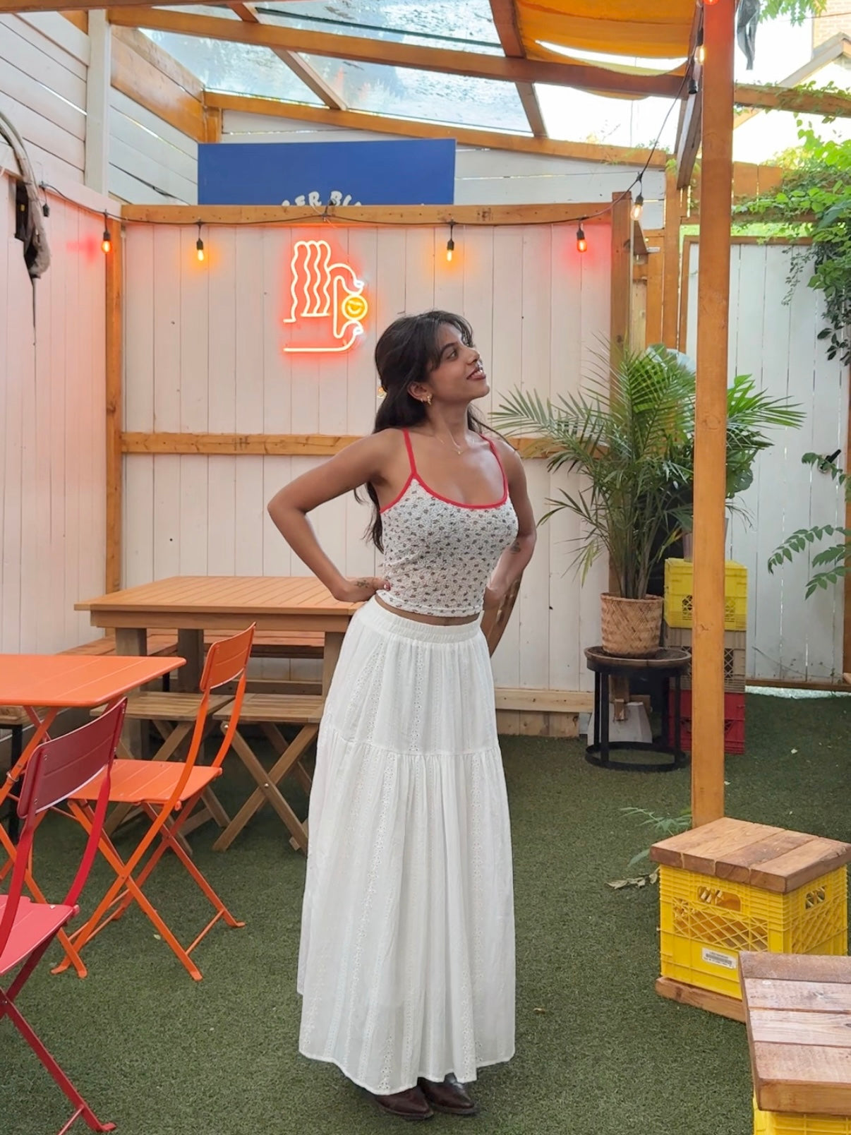 SERENE Eyelet maxi skirt