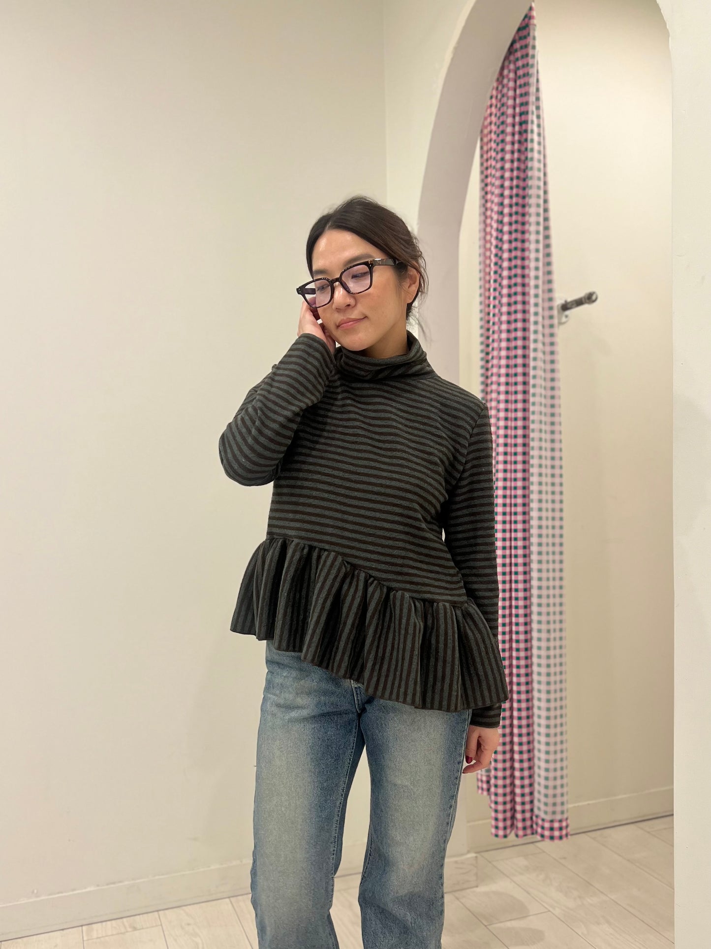 LANYA Stripe peplum top