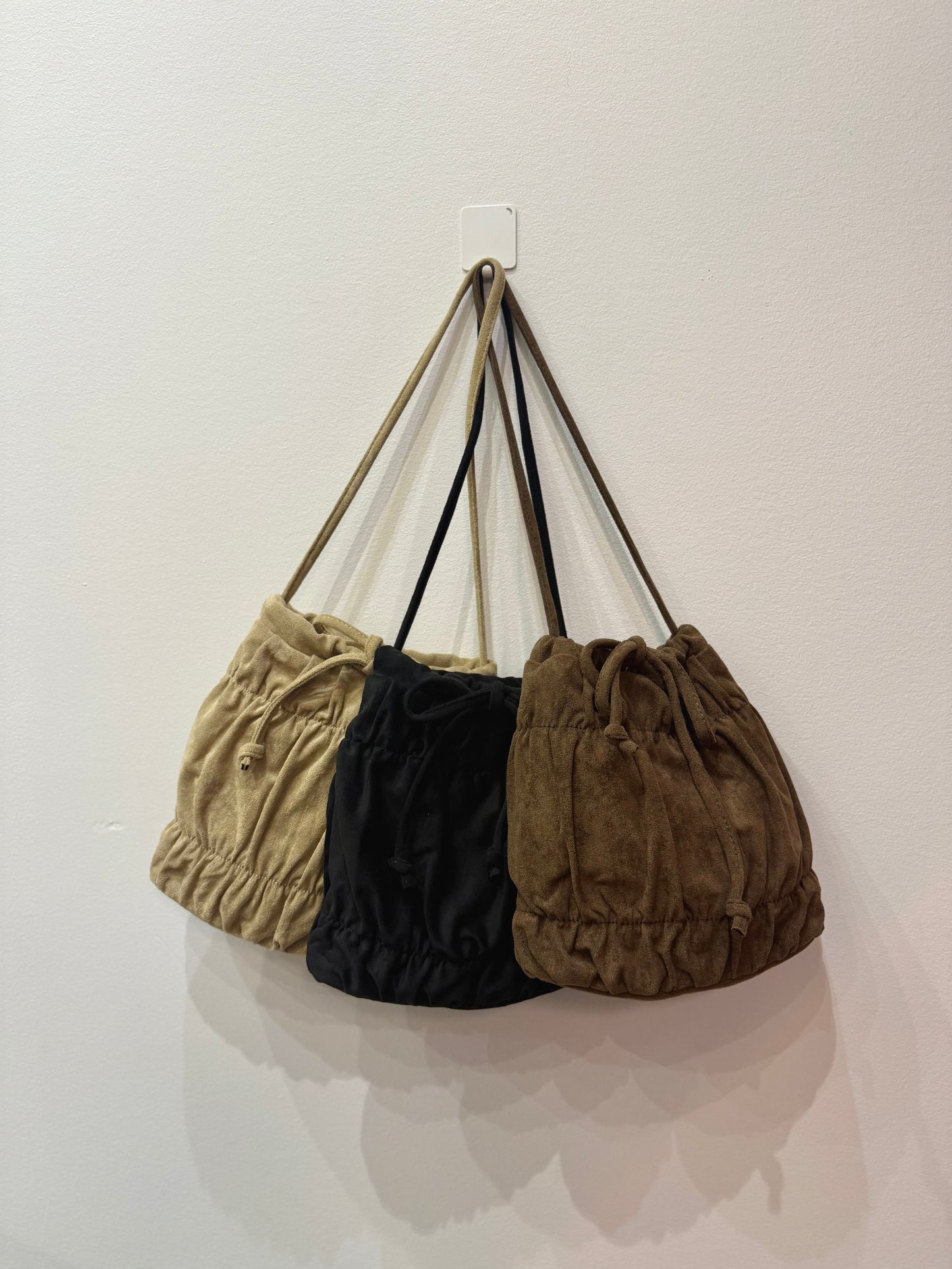 RUNE Ruched vegan suede bag