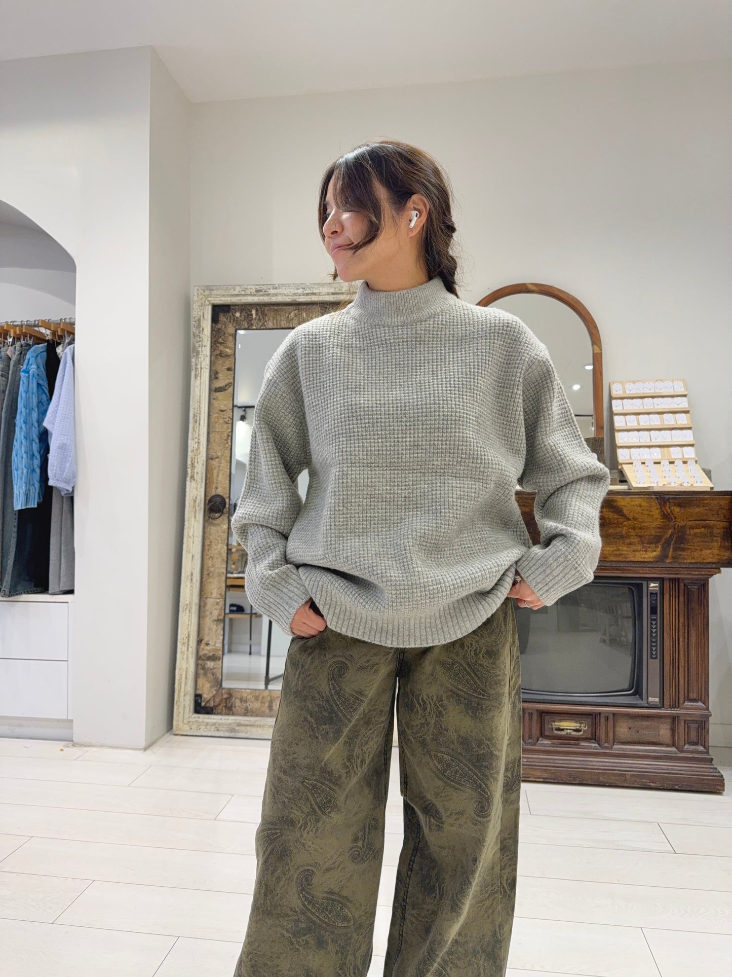 AISLE High-neck waffle knit