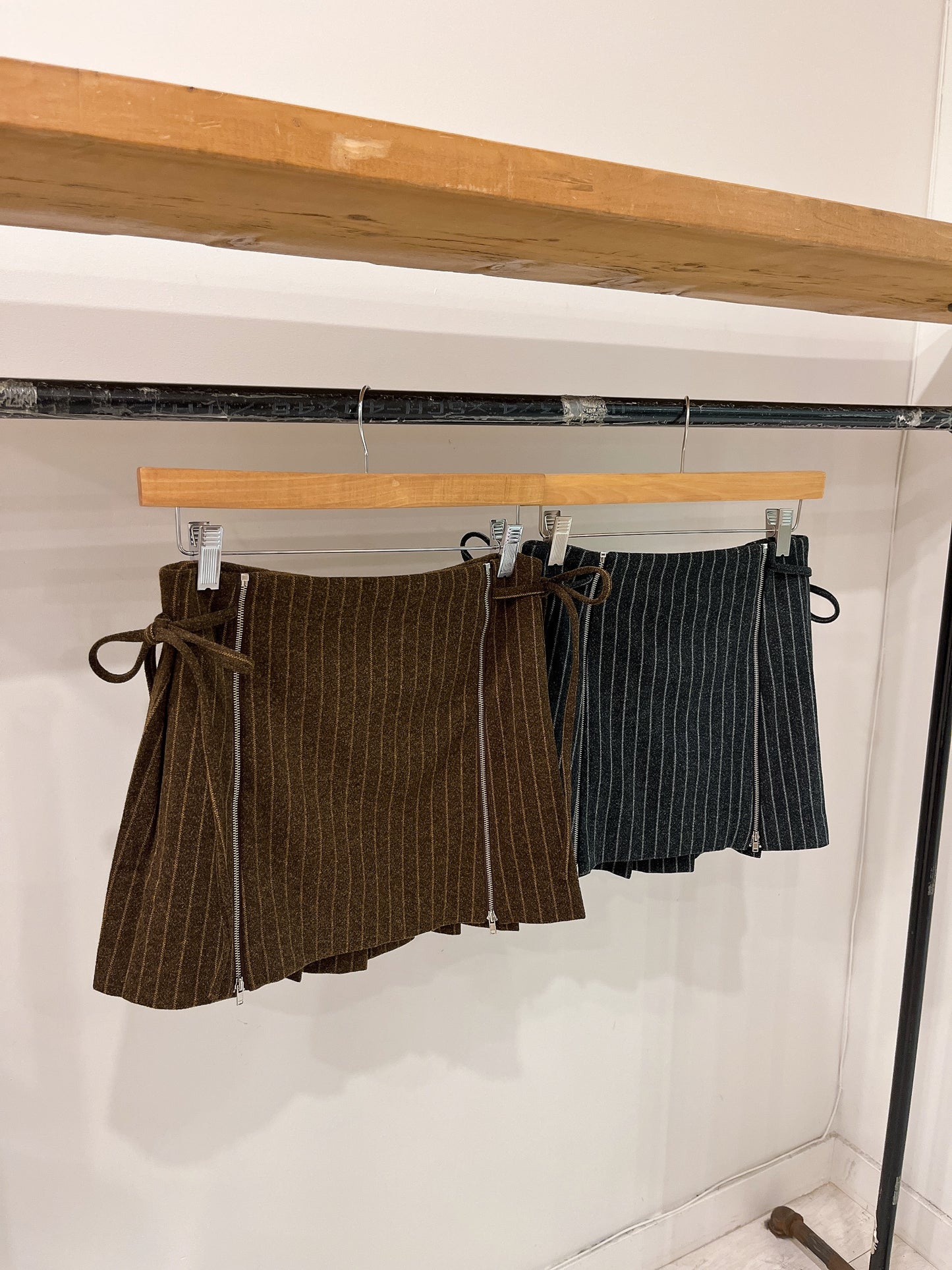 MOSIC Stripe wool mini skirt