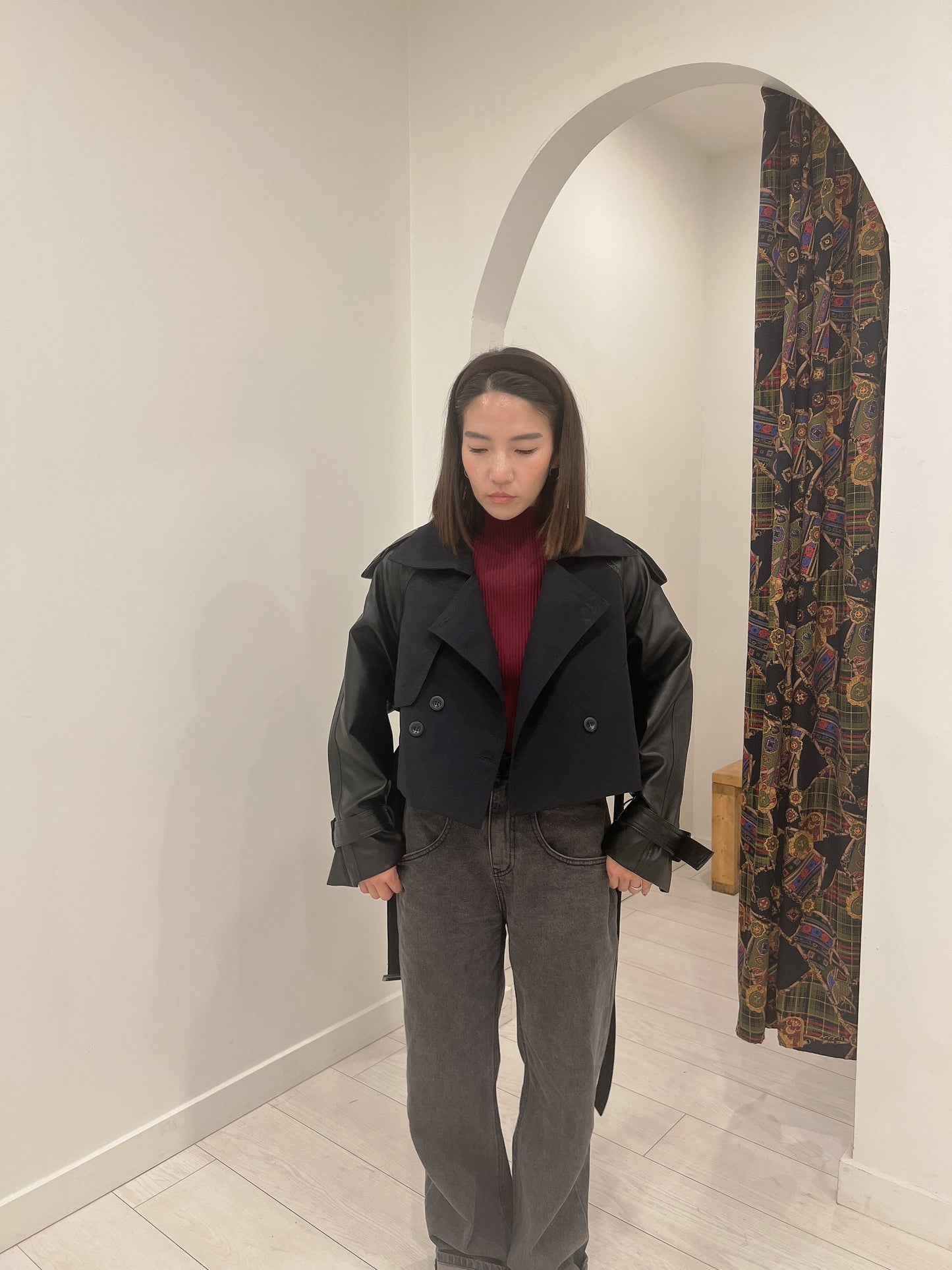 LIAN Cropped trench jacket