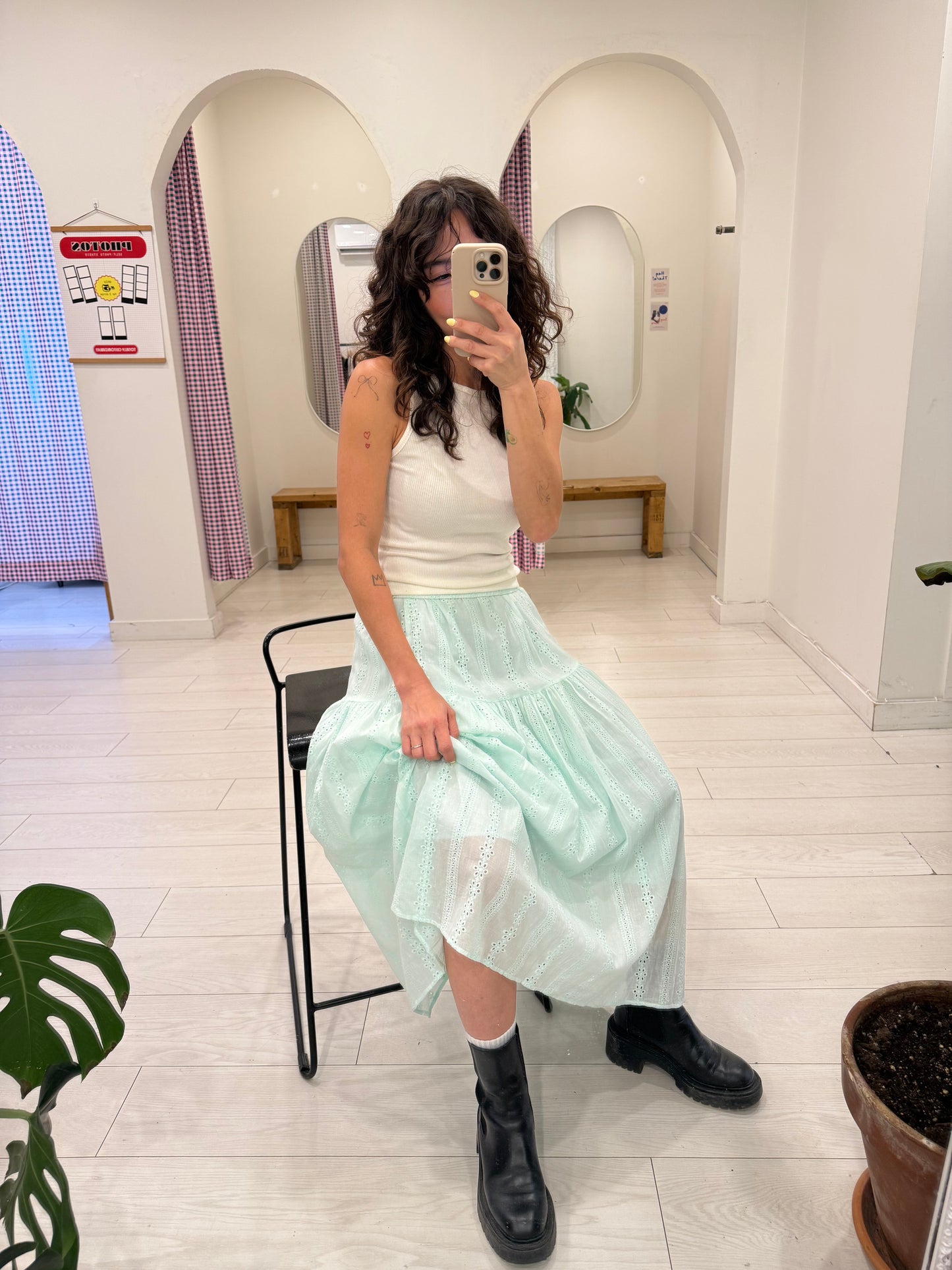 SERENE Eyelet maxi skirt