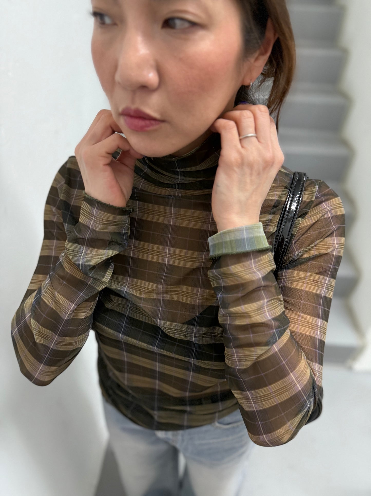 ROYAL Plaid mesh top
