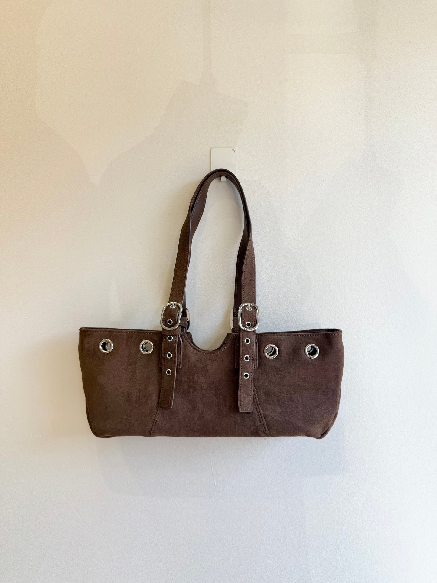 VELO Belted faux suede bag