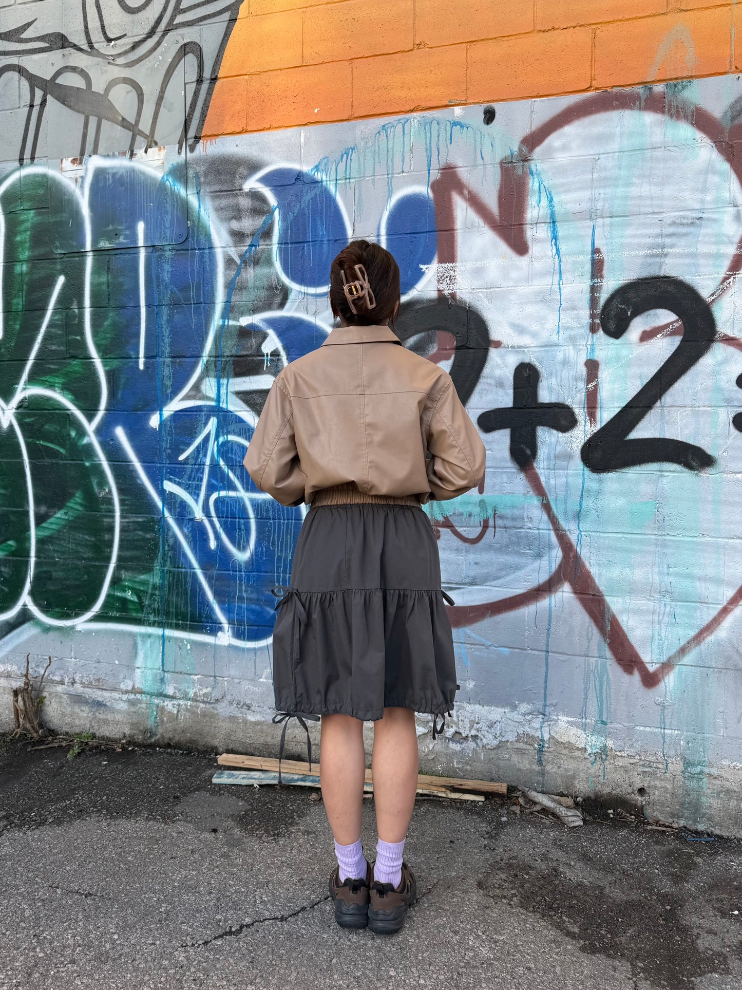 MEEN Cropped faux leather jacket