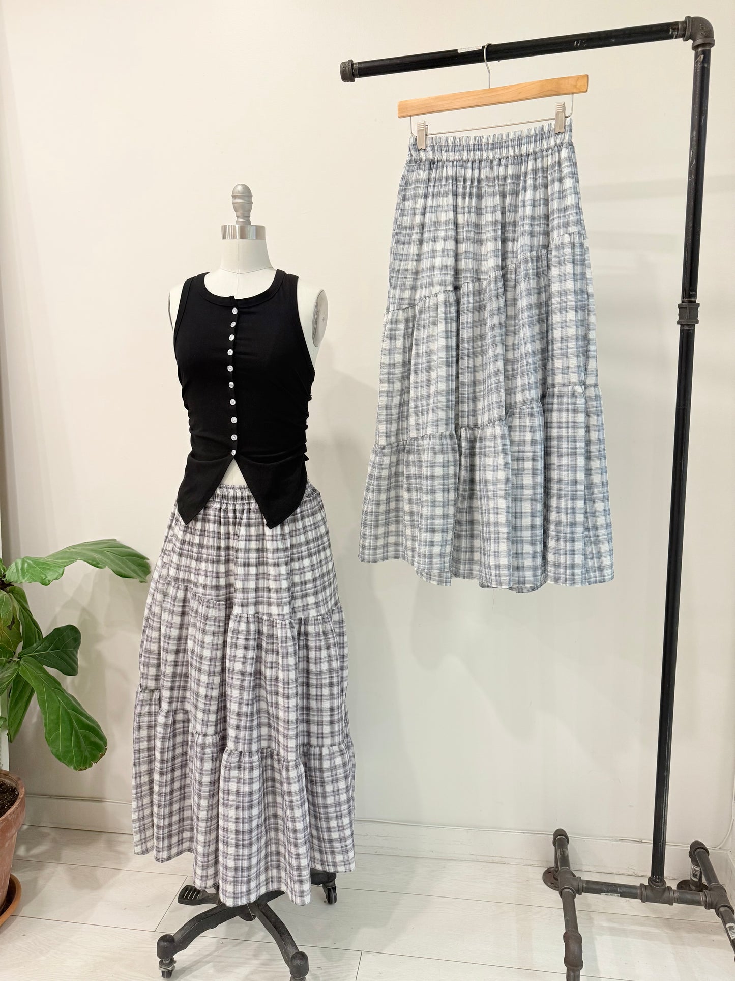 RHEENA Plaid maxi skirt