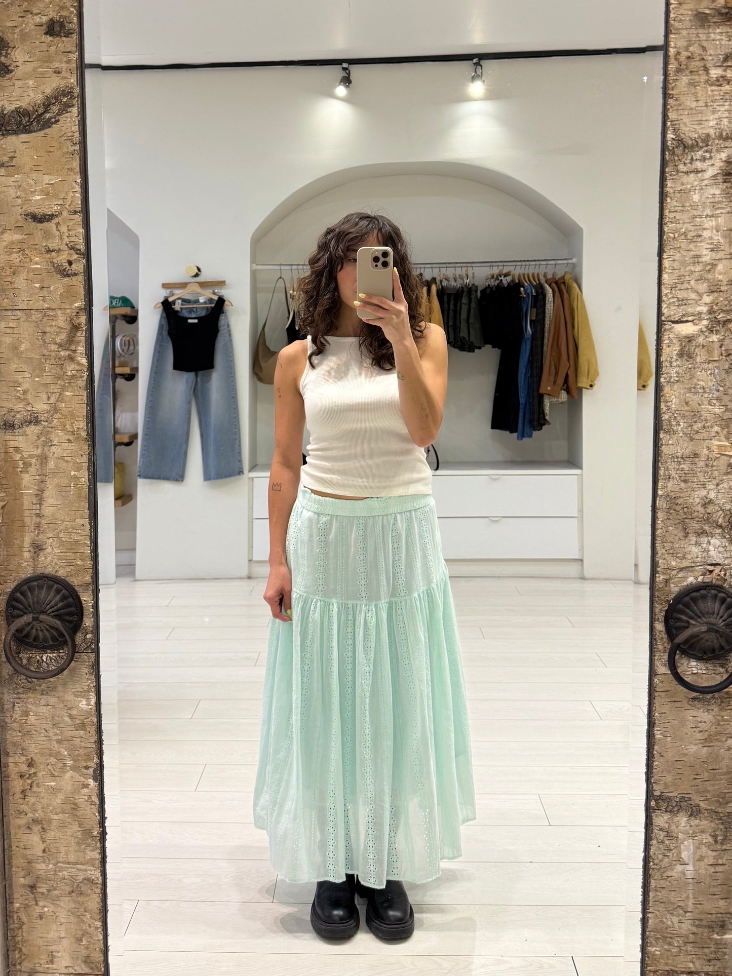 SERENE Eyelet maxi skirt